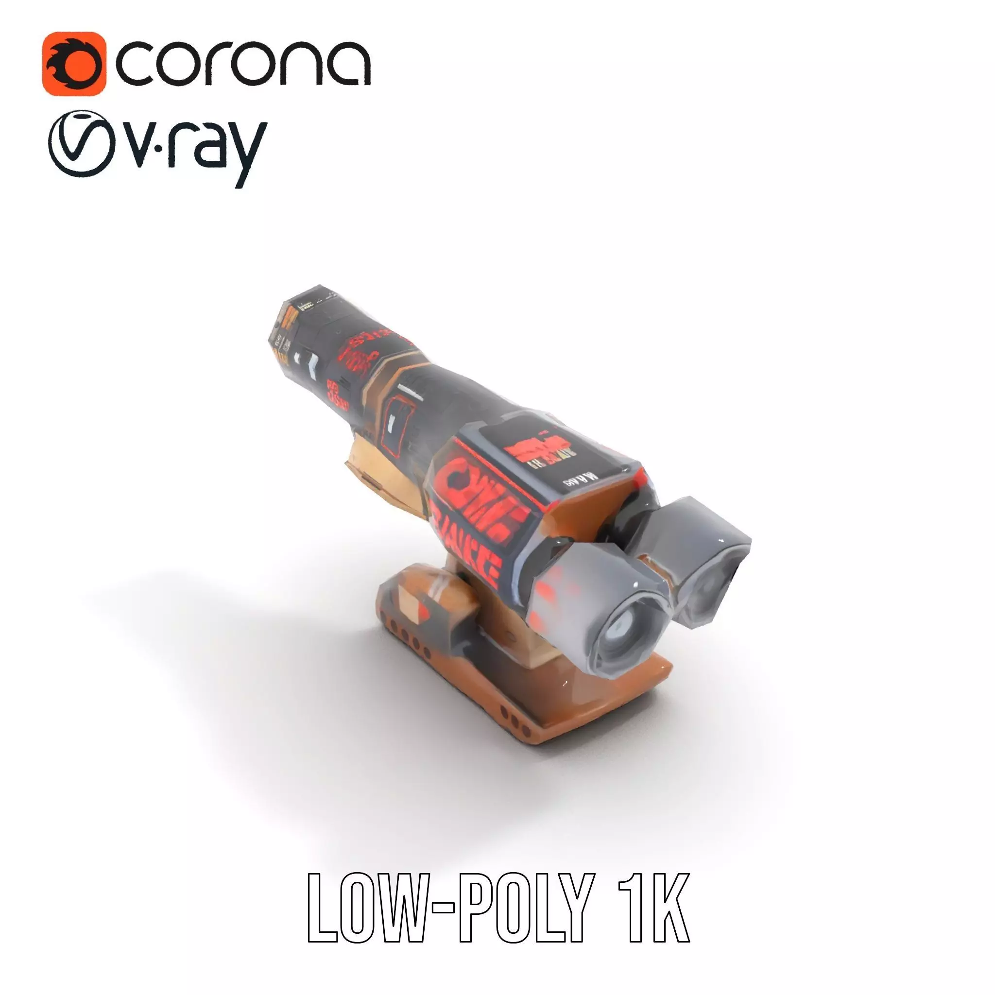 Futuristic Blaster Device model pack Low-poly 3D model_13