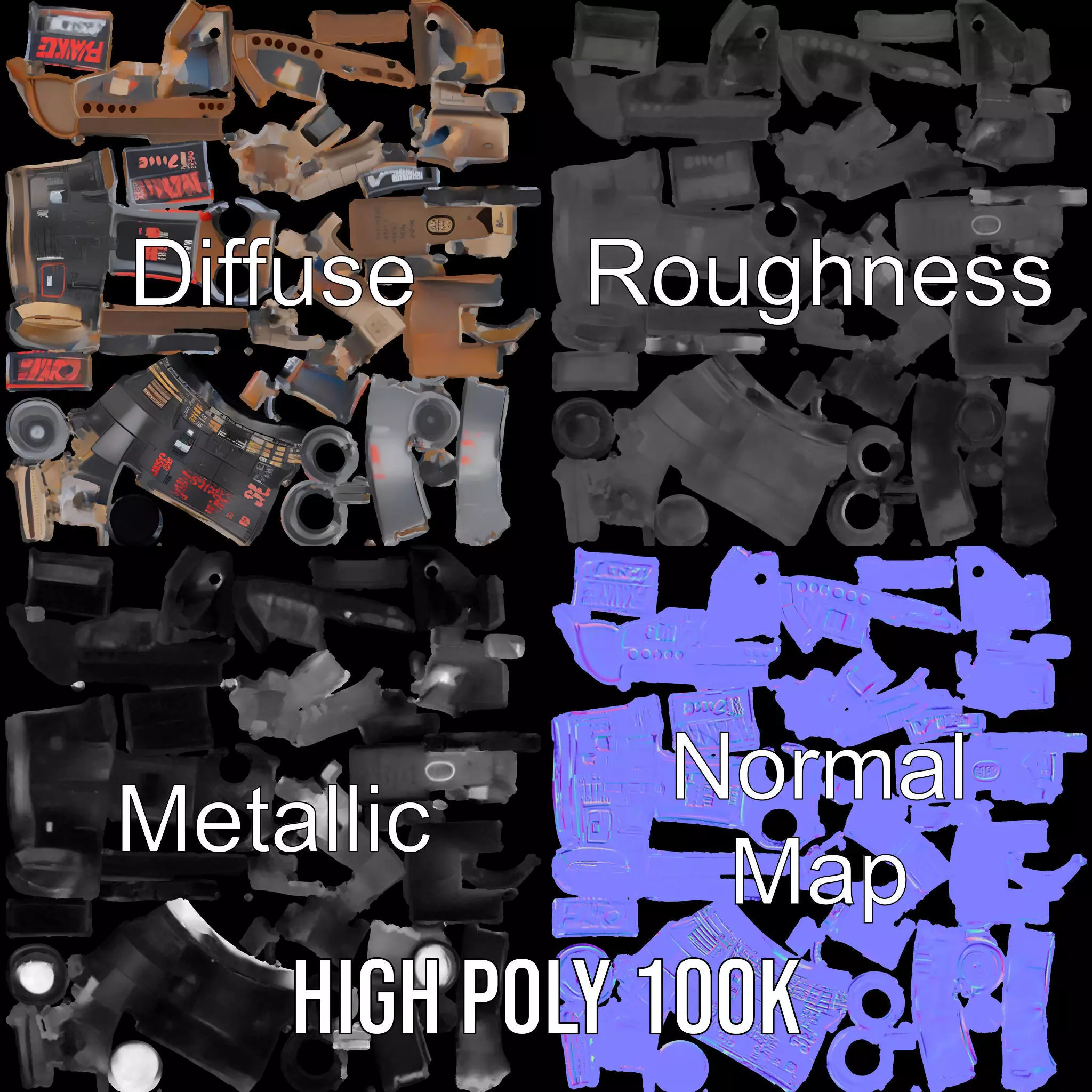 Futuristic Blaster Device model pack Low-poly 3D model_4