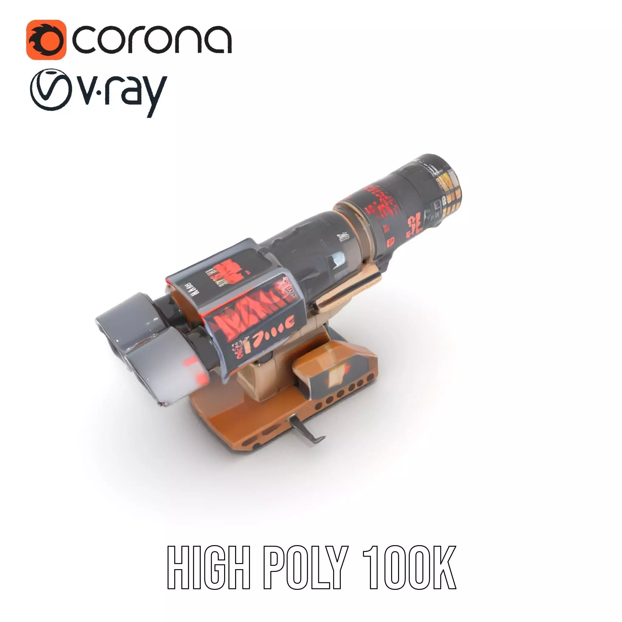 Futuristic Blaster Device model pack Low-poly 3D model_21