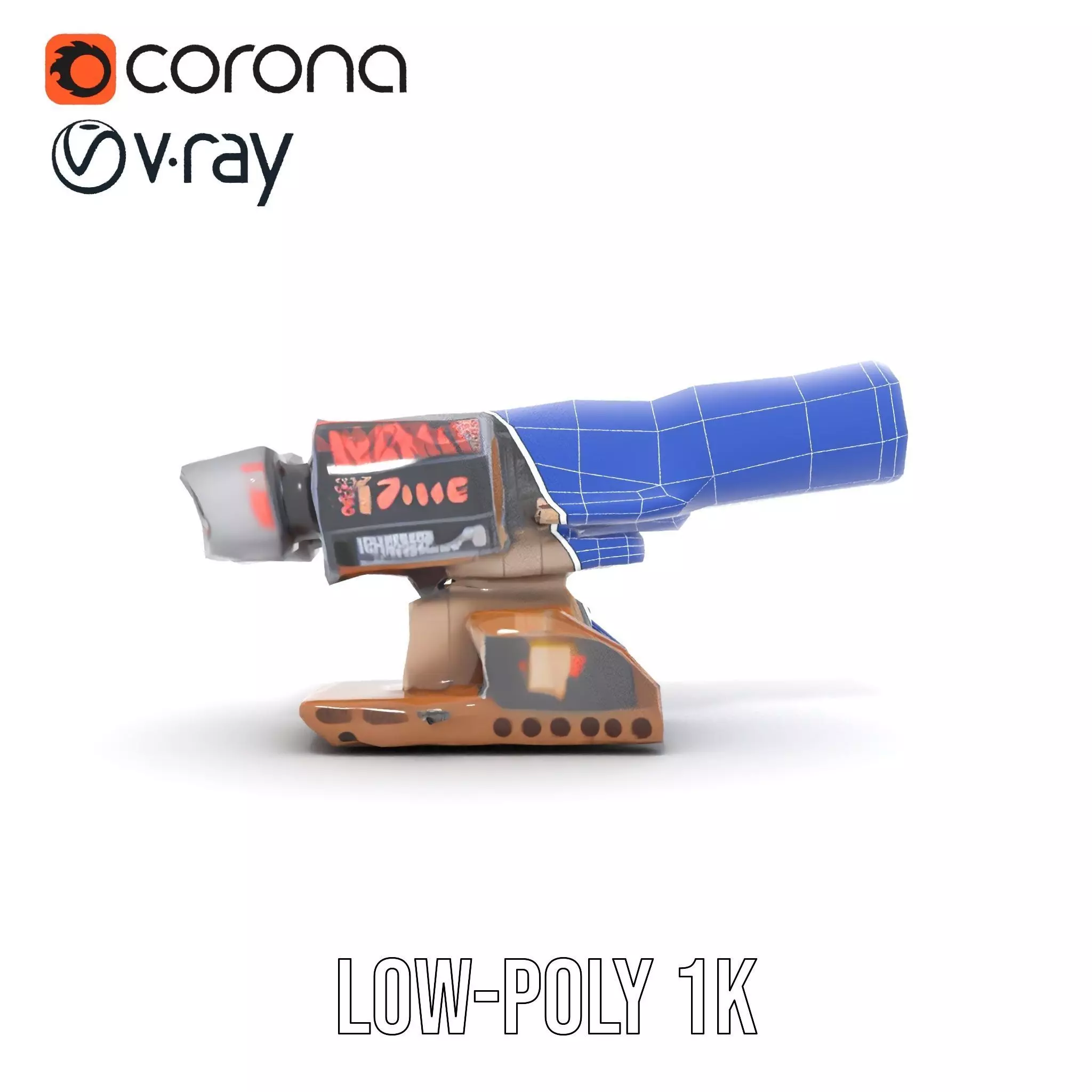 Futuristic Blaster Device model pack Low-poly 3D model_31