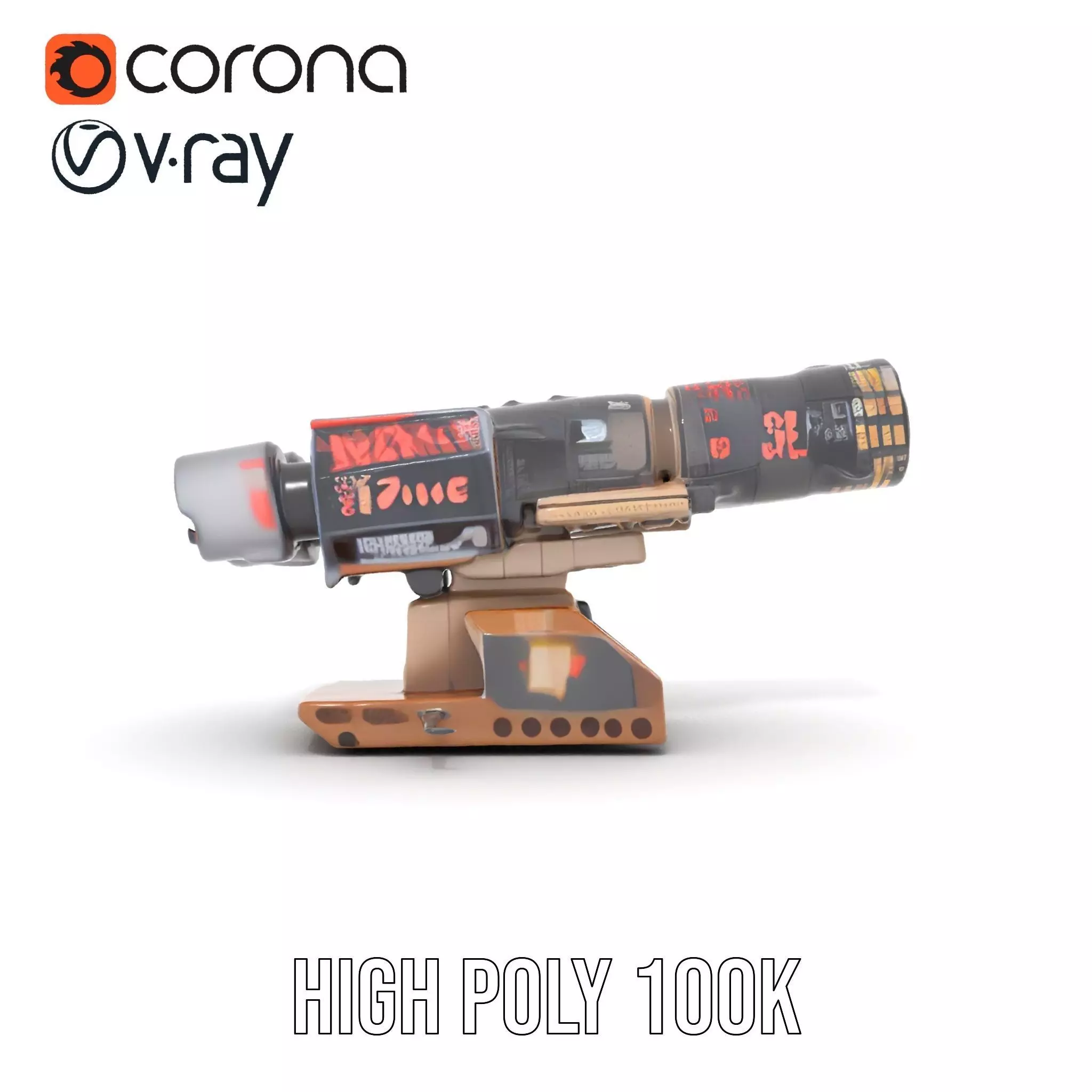 Futuristic Blaster Device model pack Low-poly 3D model_29