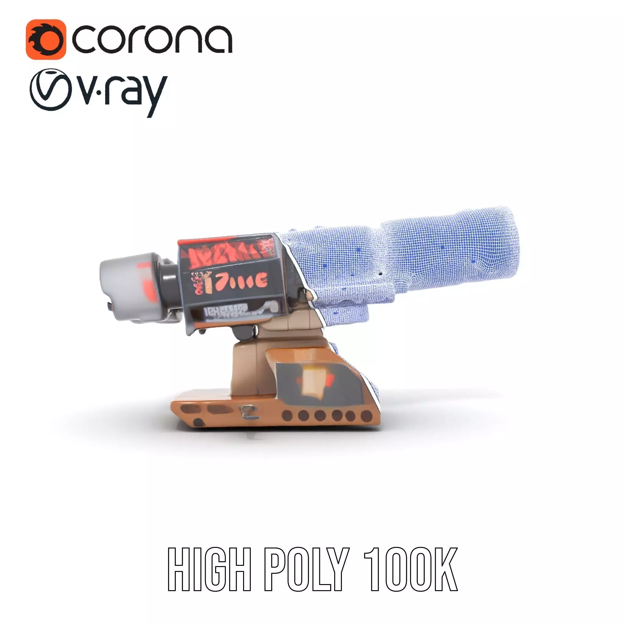 Futuristic Blaster Device model pack Low-poly 3D model_35