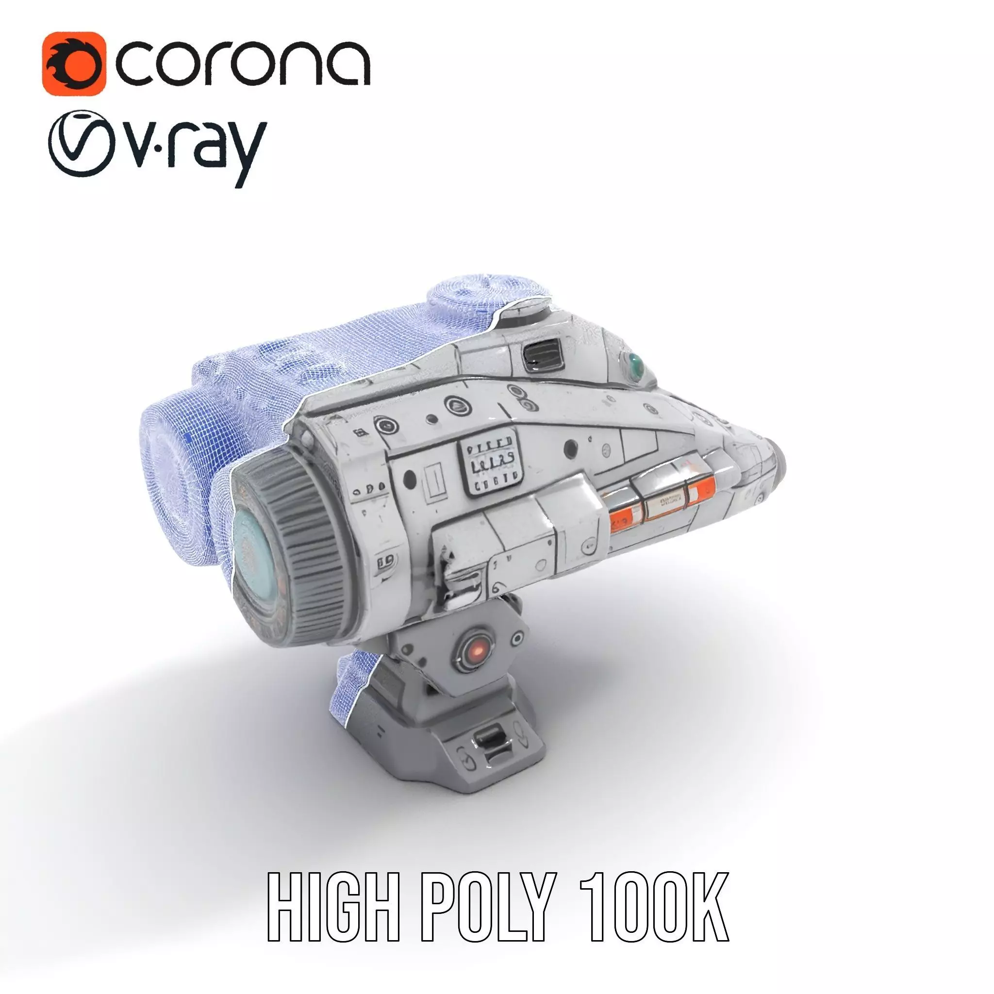 Sleek Metallic Blaster model pack Low-poly 3D model_21