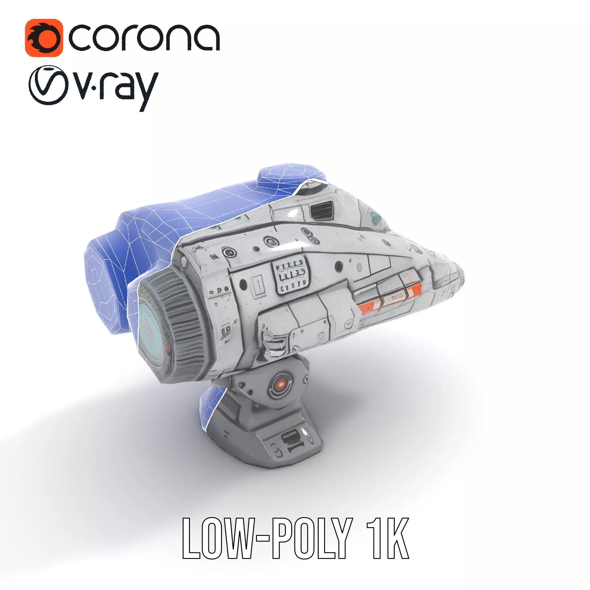 Sleek Metallic Blaster model pack Low-poly 3D model_26