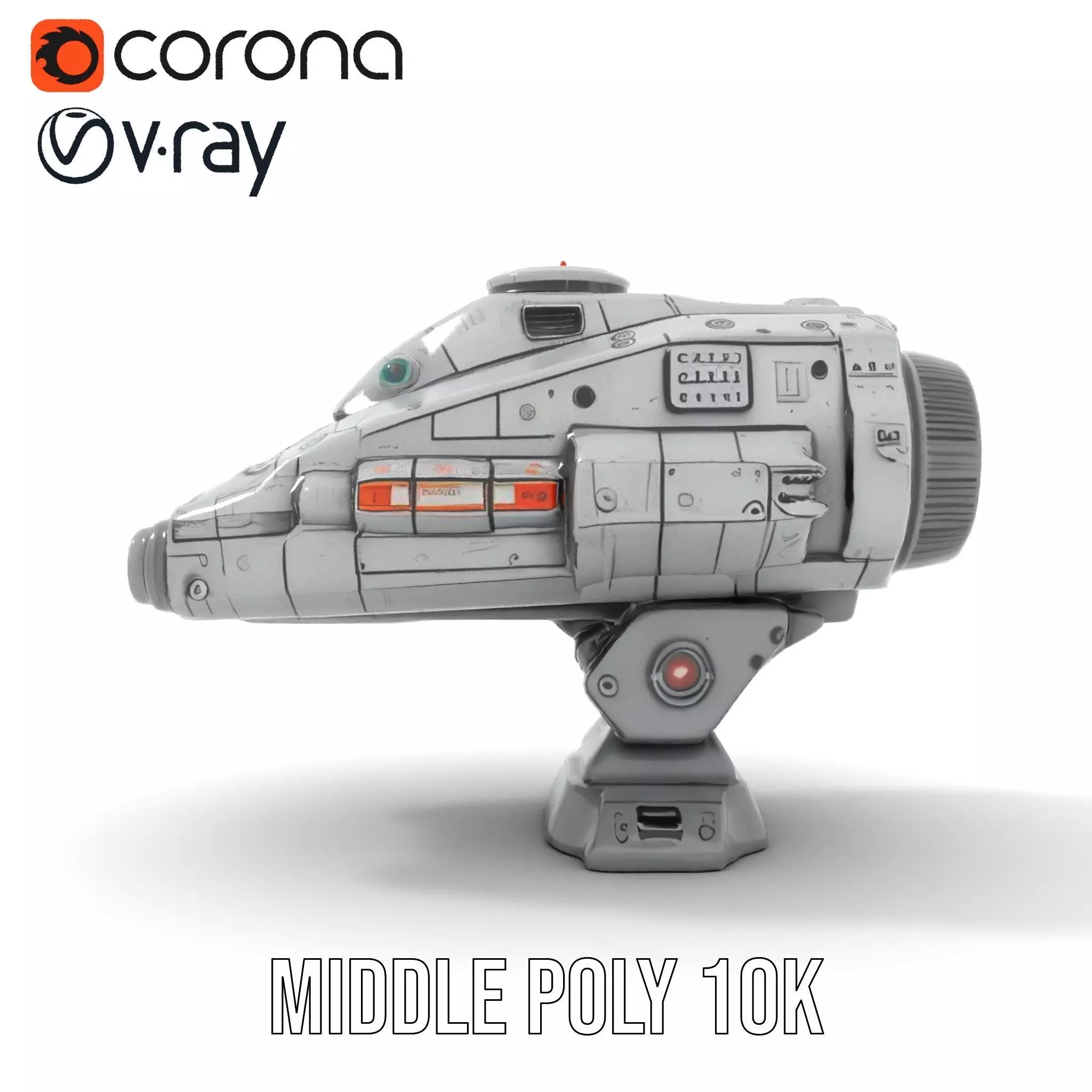 Sleek Metallic Blaster model pack Low-poly 3D model_14