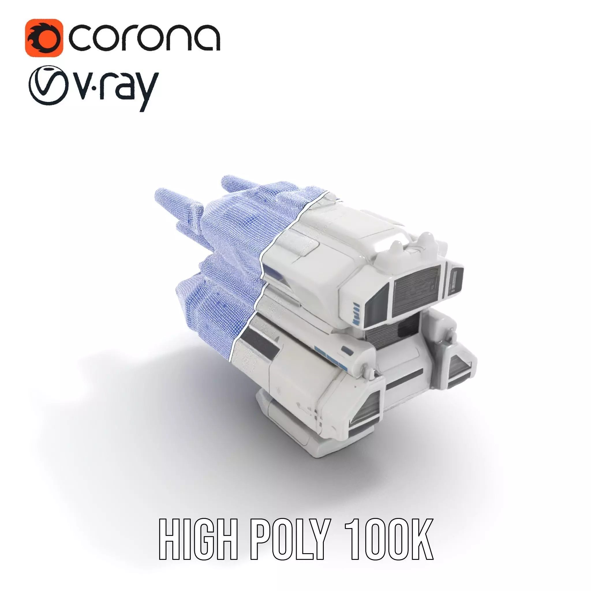 Futuristic White Blaster model pack Low-poly 3D model_27