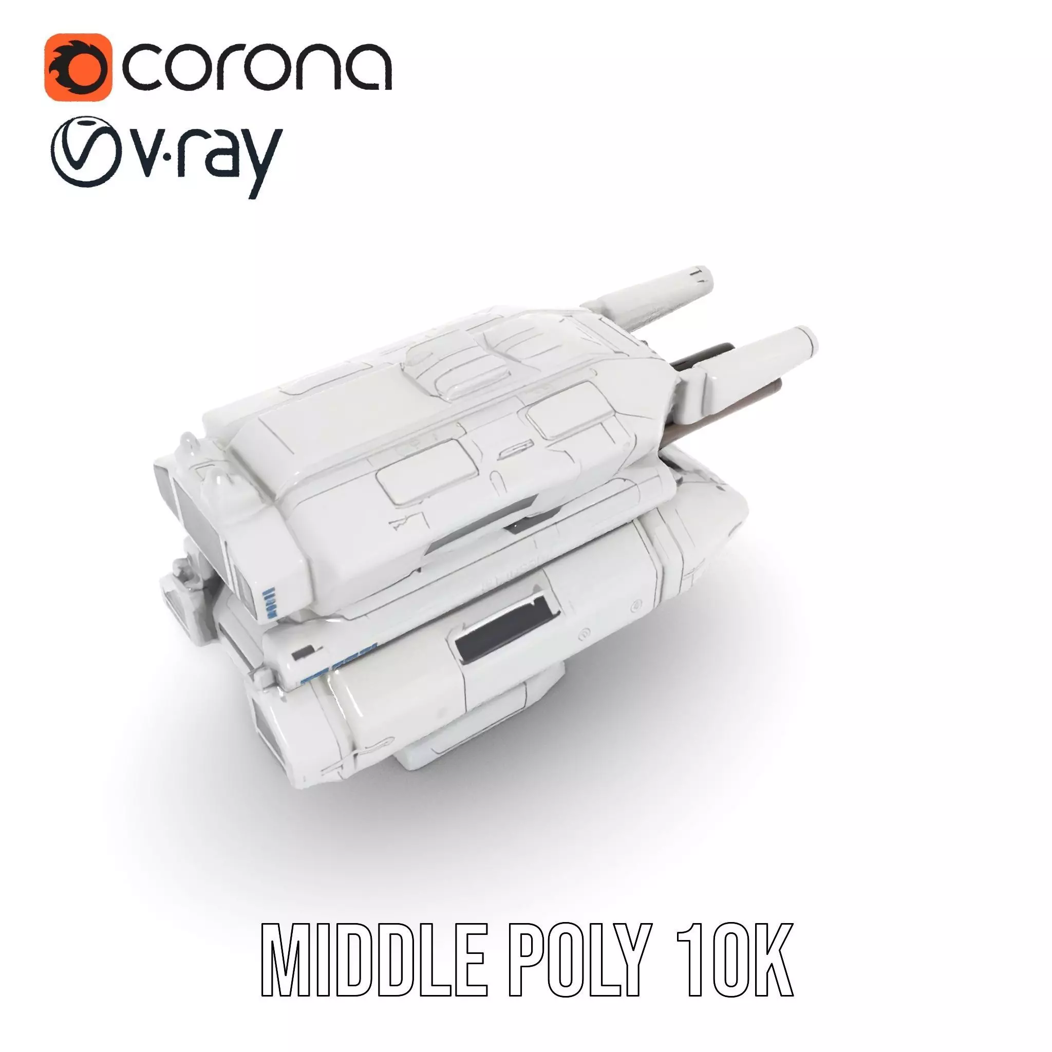 Futuristic White Blaster model pack Low-poly 3D model_14