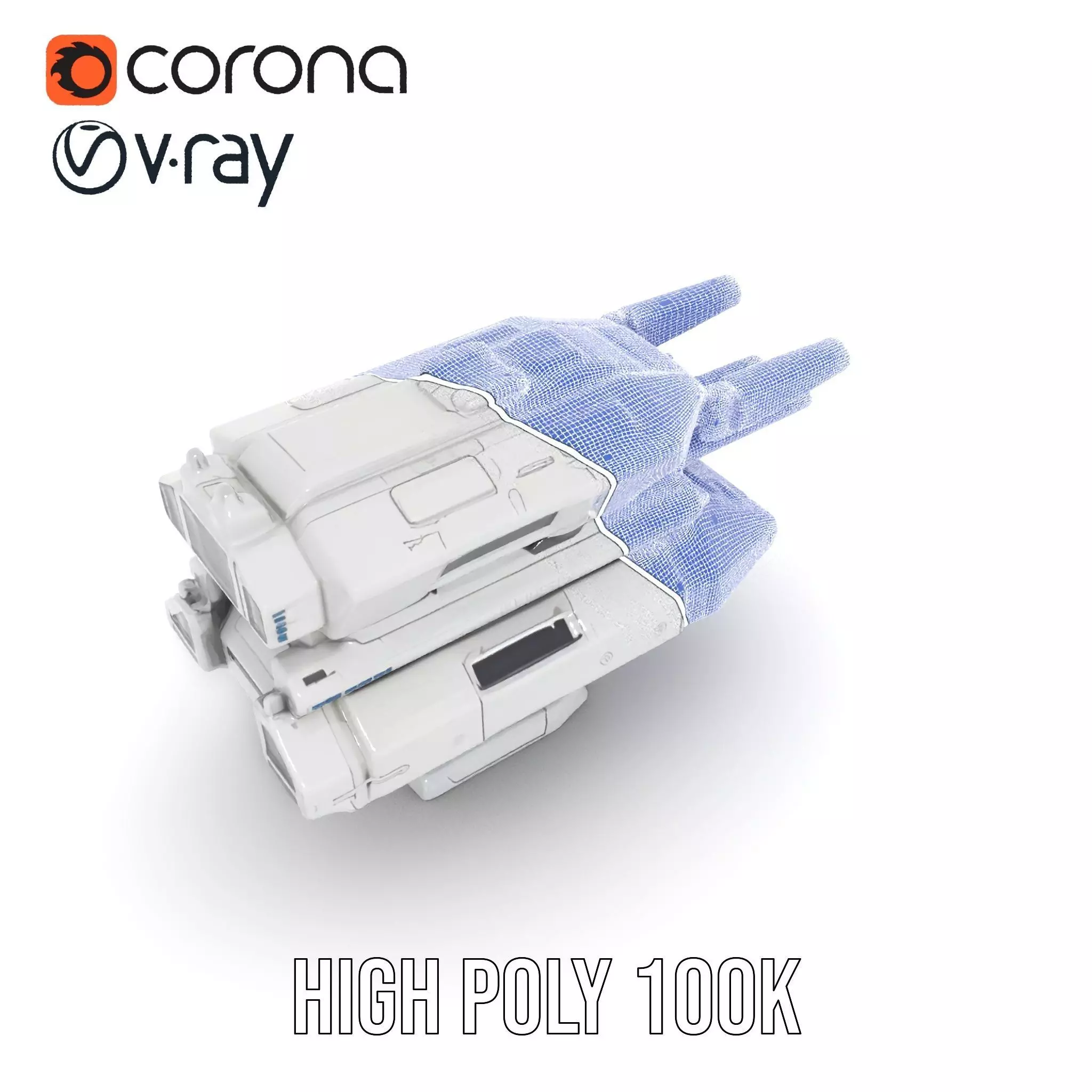 Futuristic White Blaster model pack Low-poly 3D model_33