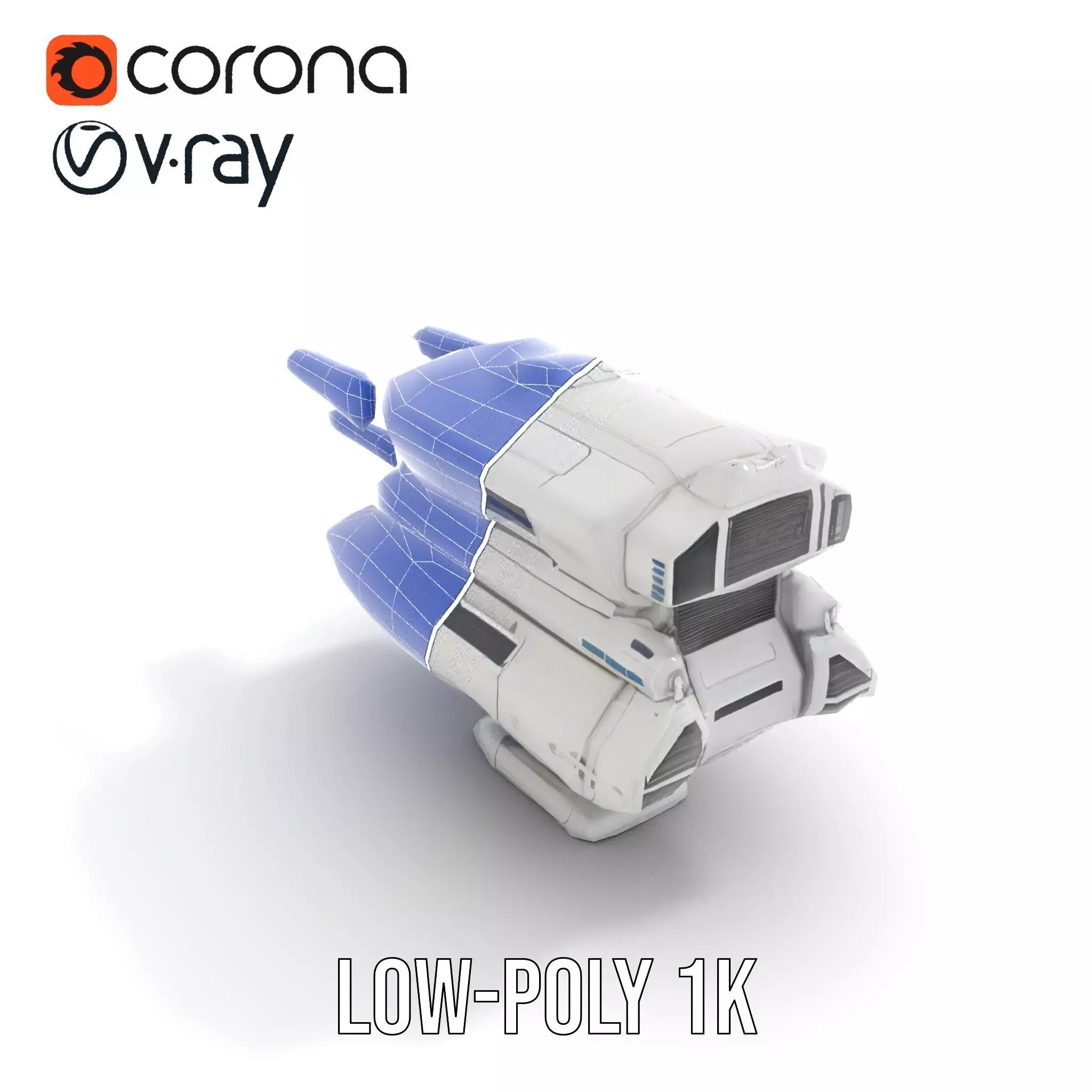 Futuristic White Blaster model pack Low-poly 3D model_23