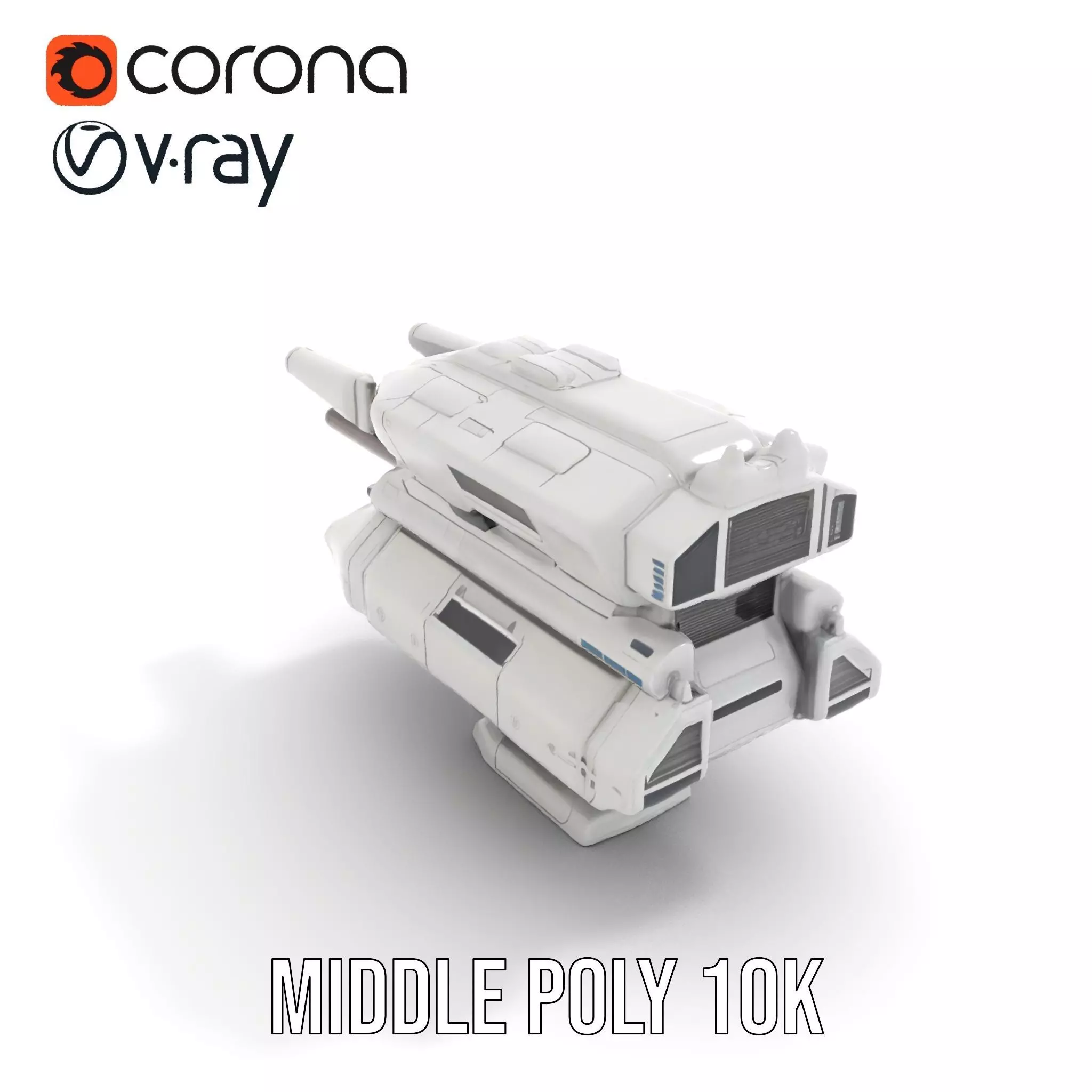 Futuristic White Blaster model pack Low-poly 3D model_12