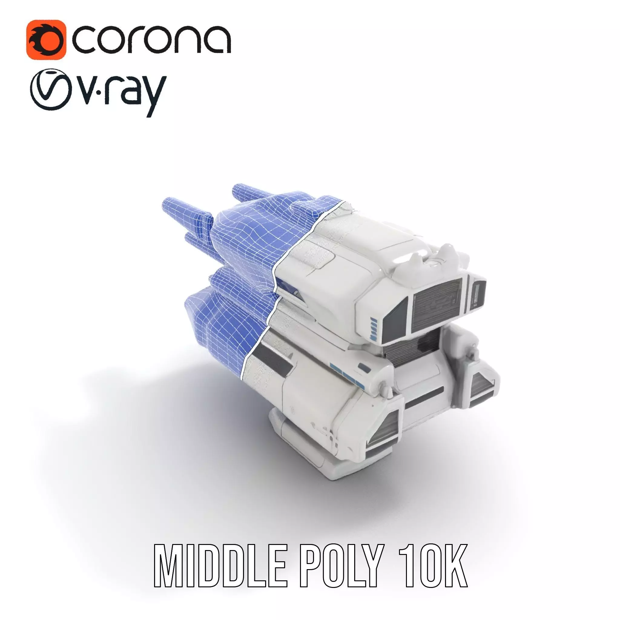 Futuristic White Blaster model pack Low-poly 3D model_16