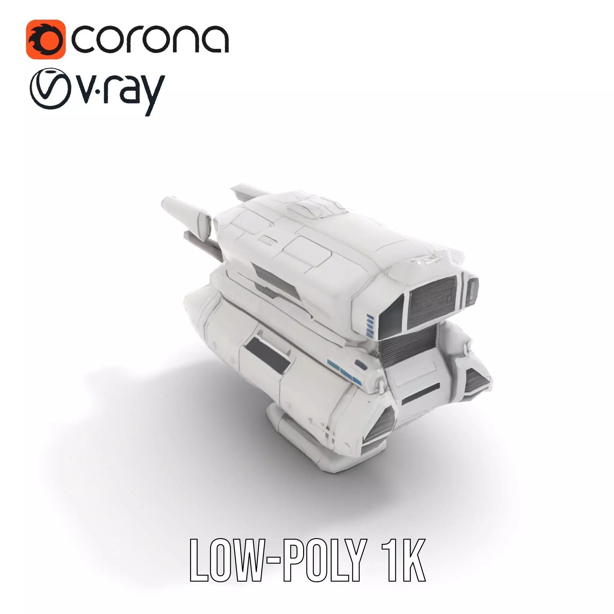 Futuristic White Blaster model pack Low-poly 3D model_13