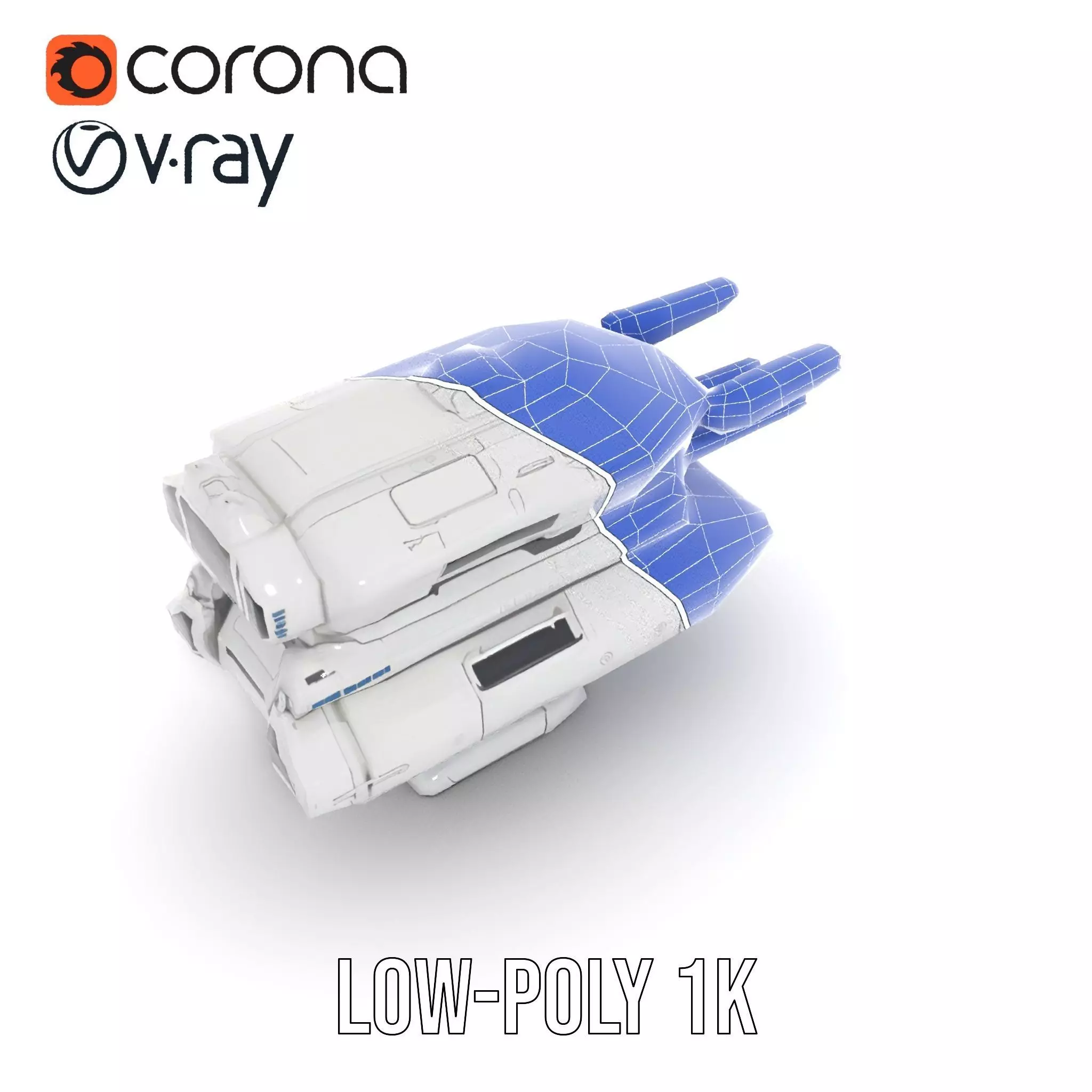 Futuristic White Blaster model pack Low-poly 3D model_17