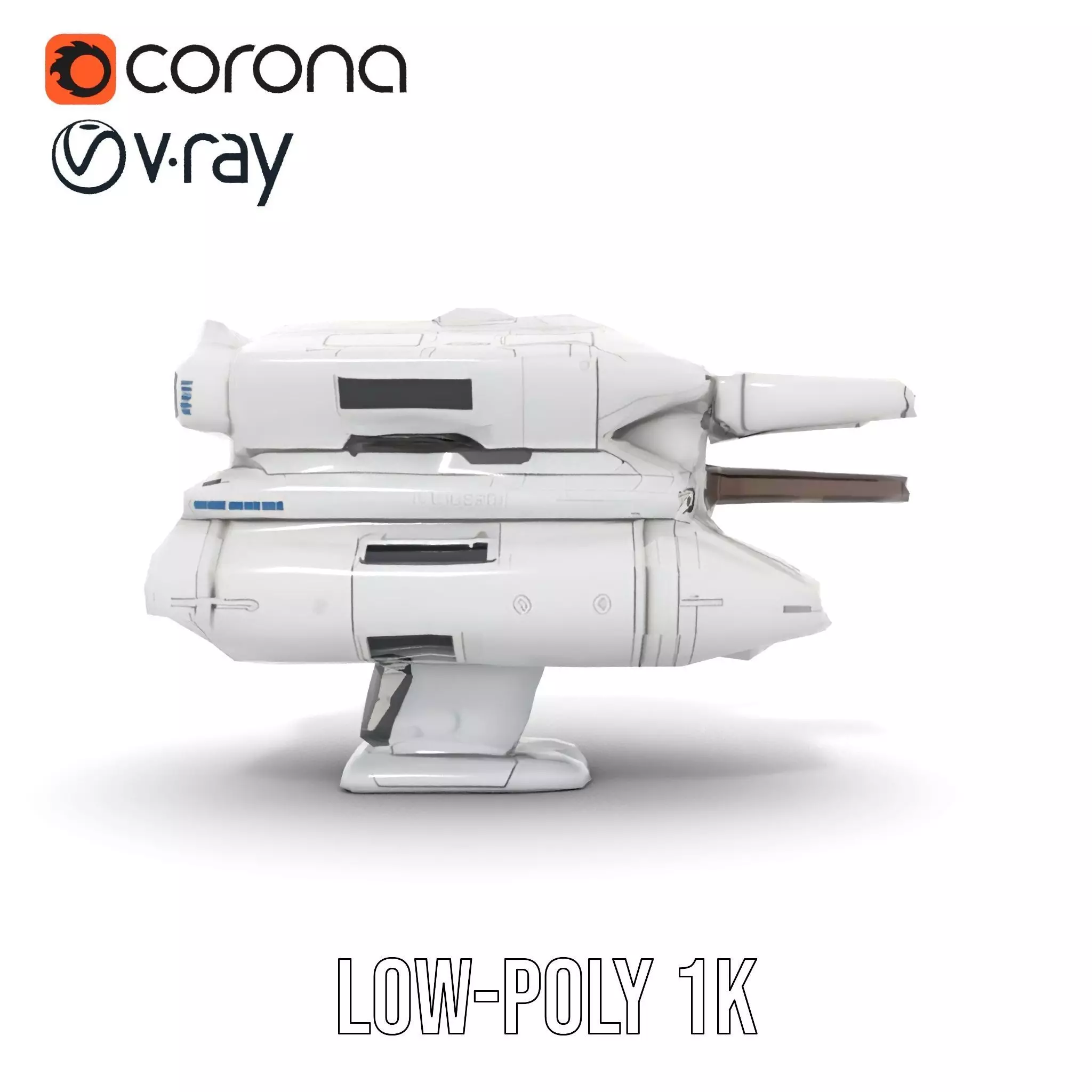 Futuristic White Blaster model pack Low-poly 3D model_26