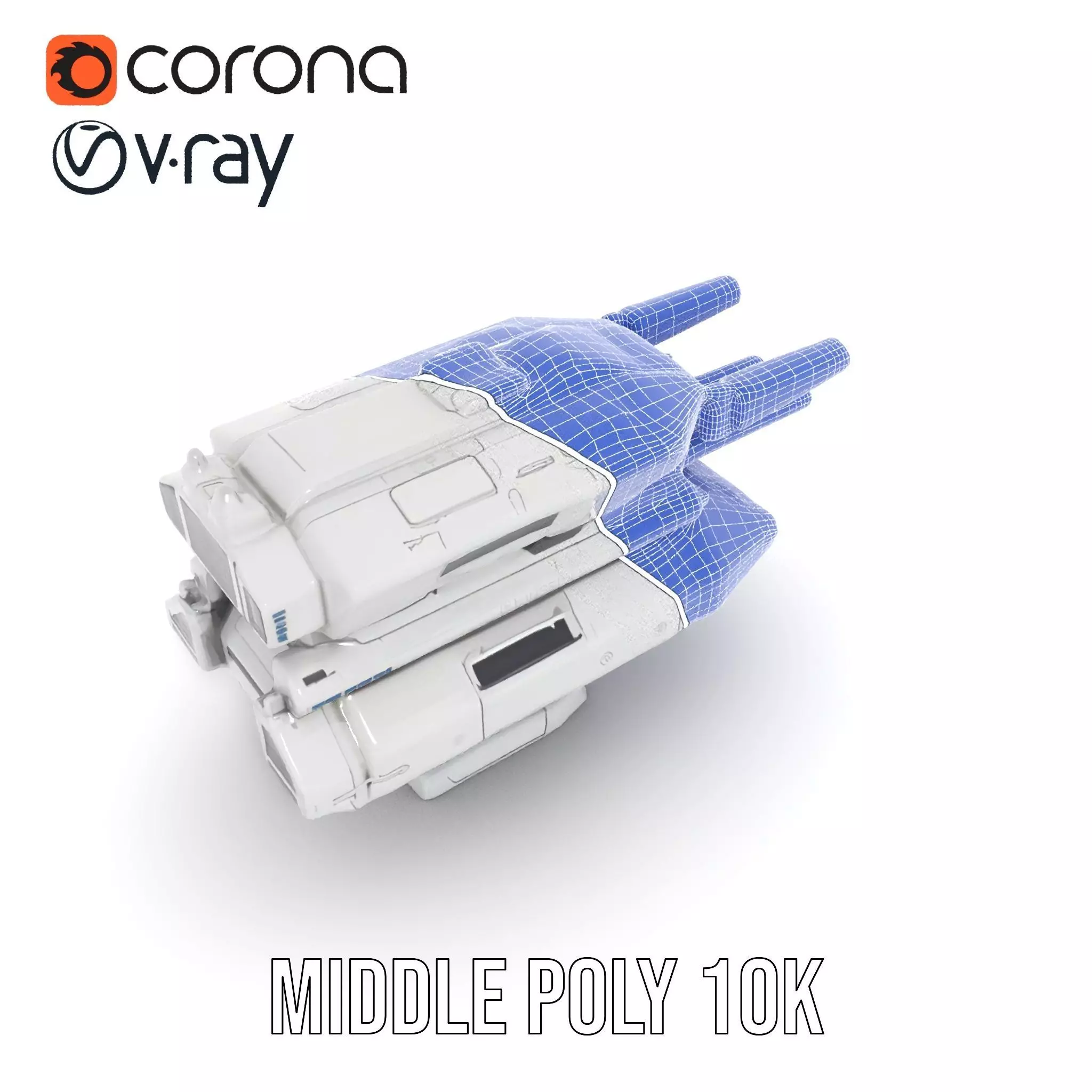 Futuristic White Blaster model pack Low-poly 3D model_28