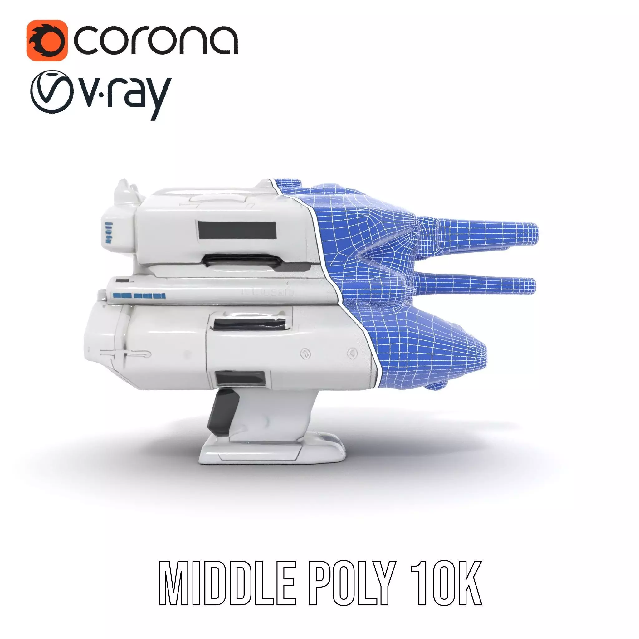 Futuristic White Blaster model pack Low-poly 3D model_31