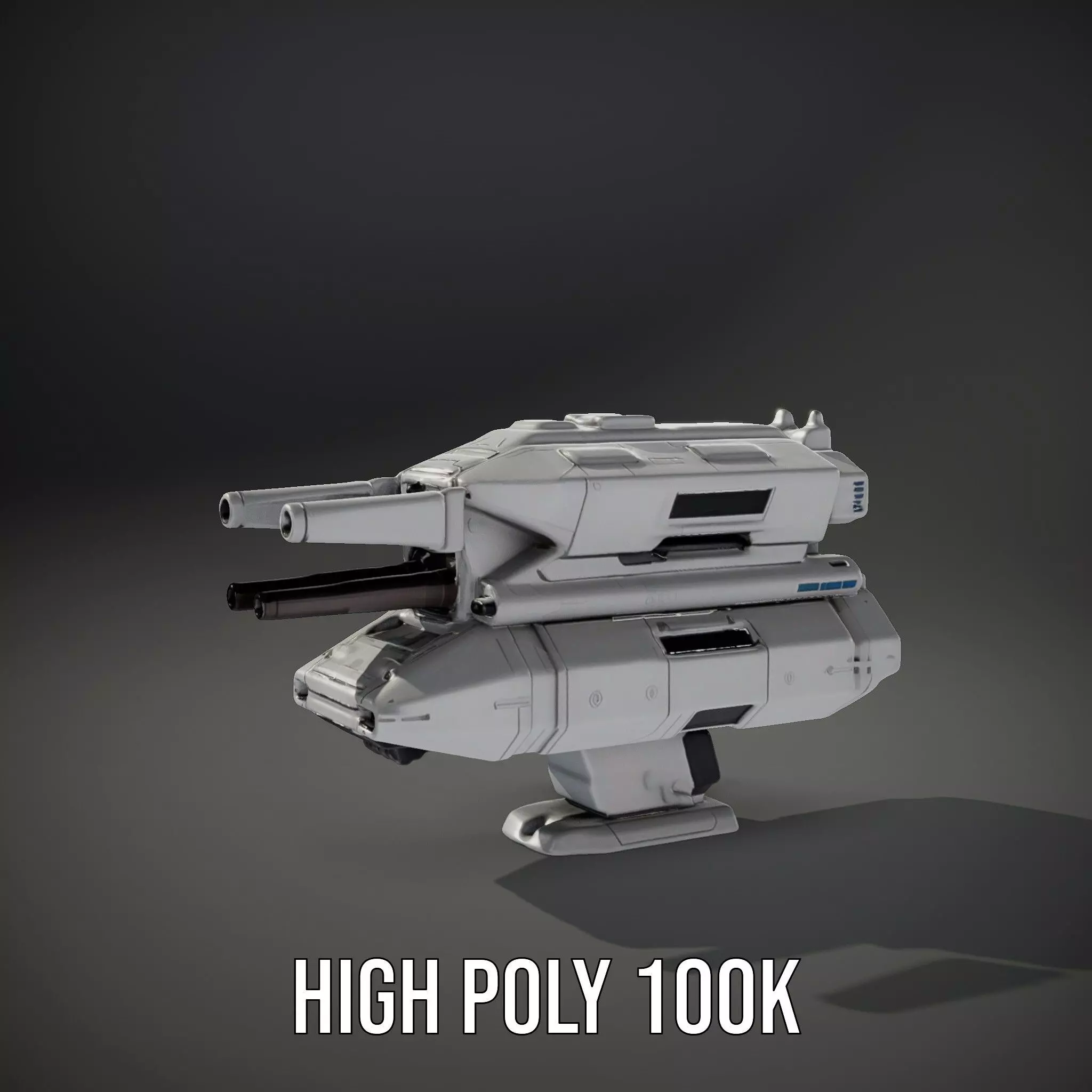 Futuristic White Blaster model pack Low-poly 3D model_11