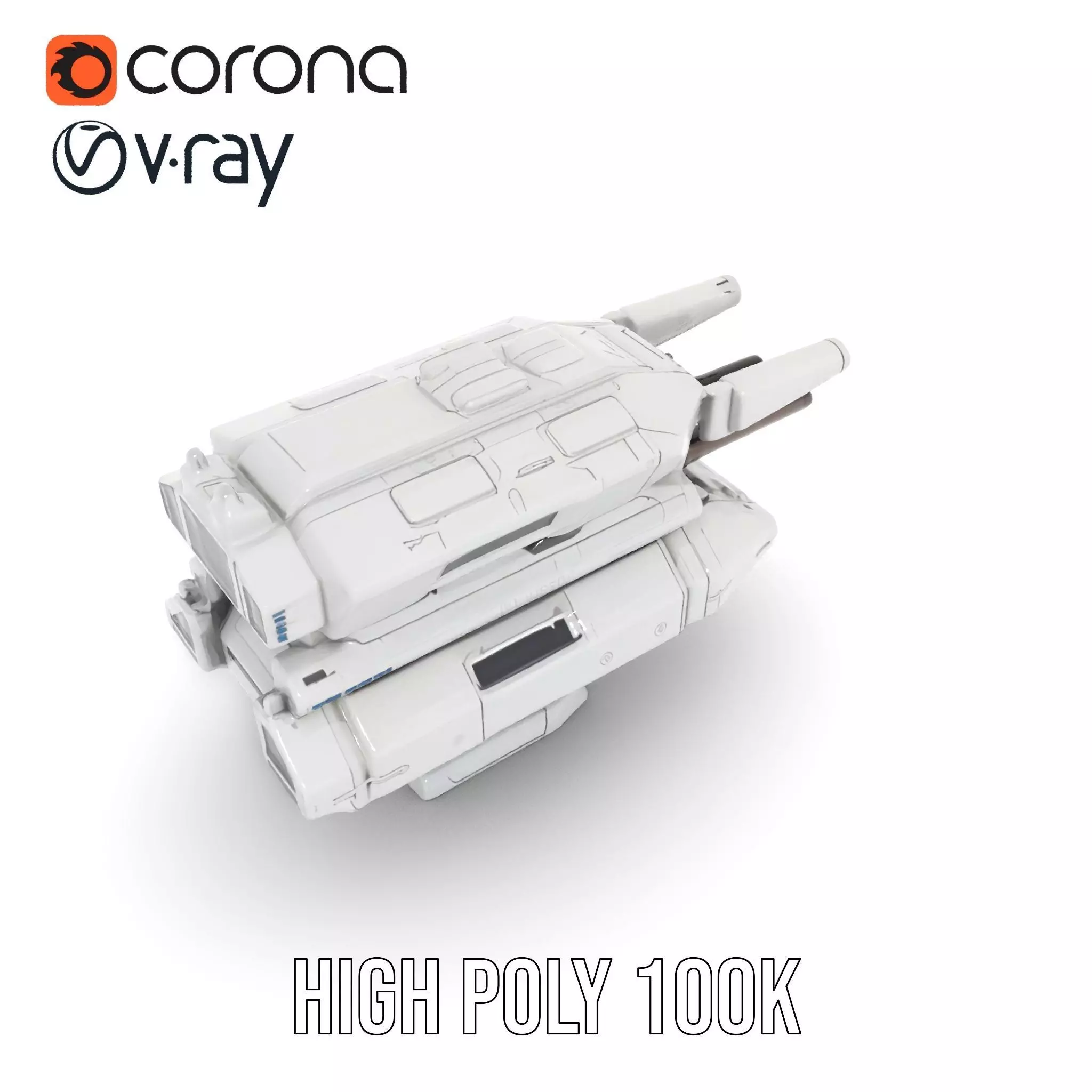 Futuristic White Blaster model pack Low-poly 3D model_21