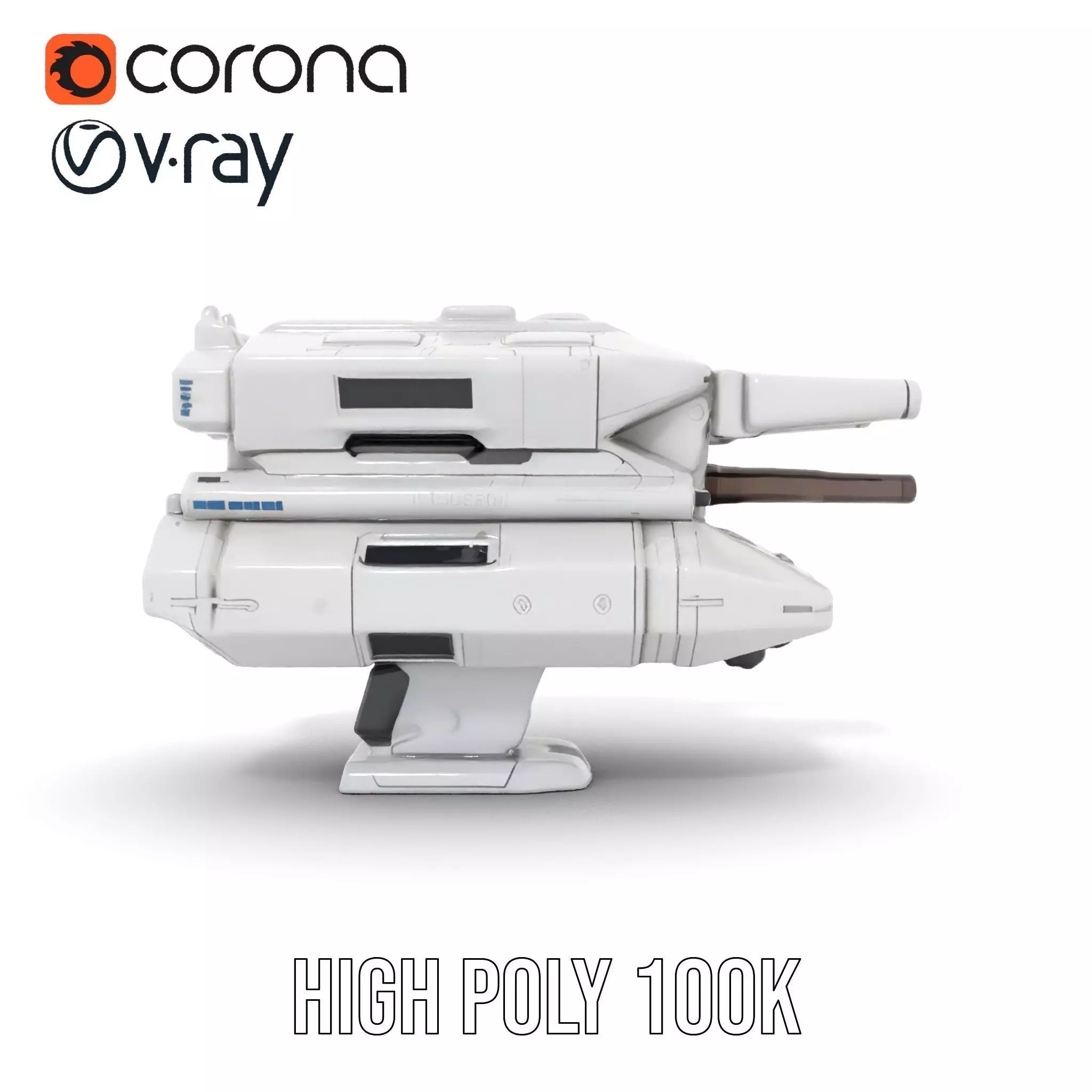 Futuristic White Blaster model pack Low-poly 3D model_30