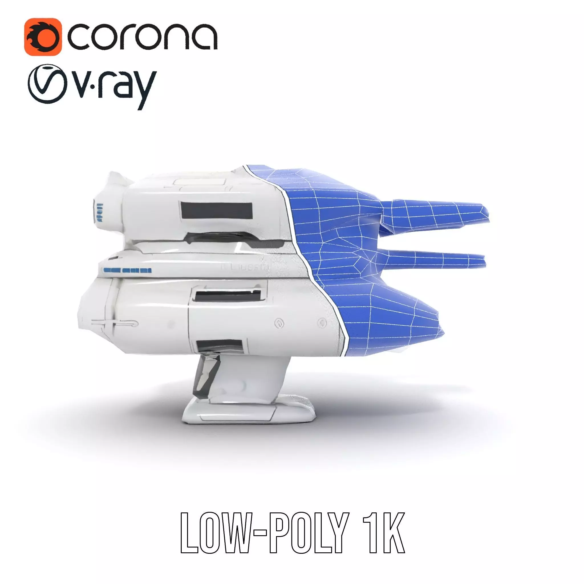 Futuristic White Blaster model pack Low-poly 3D model_15