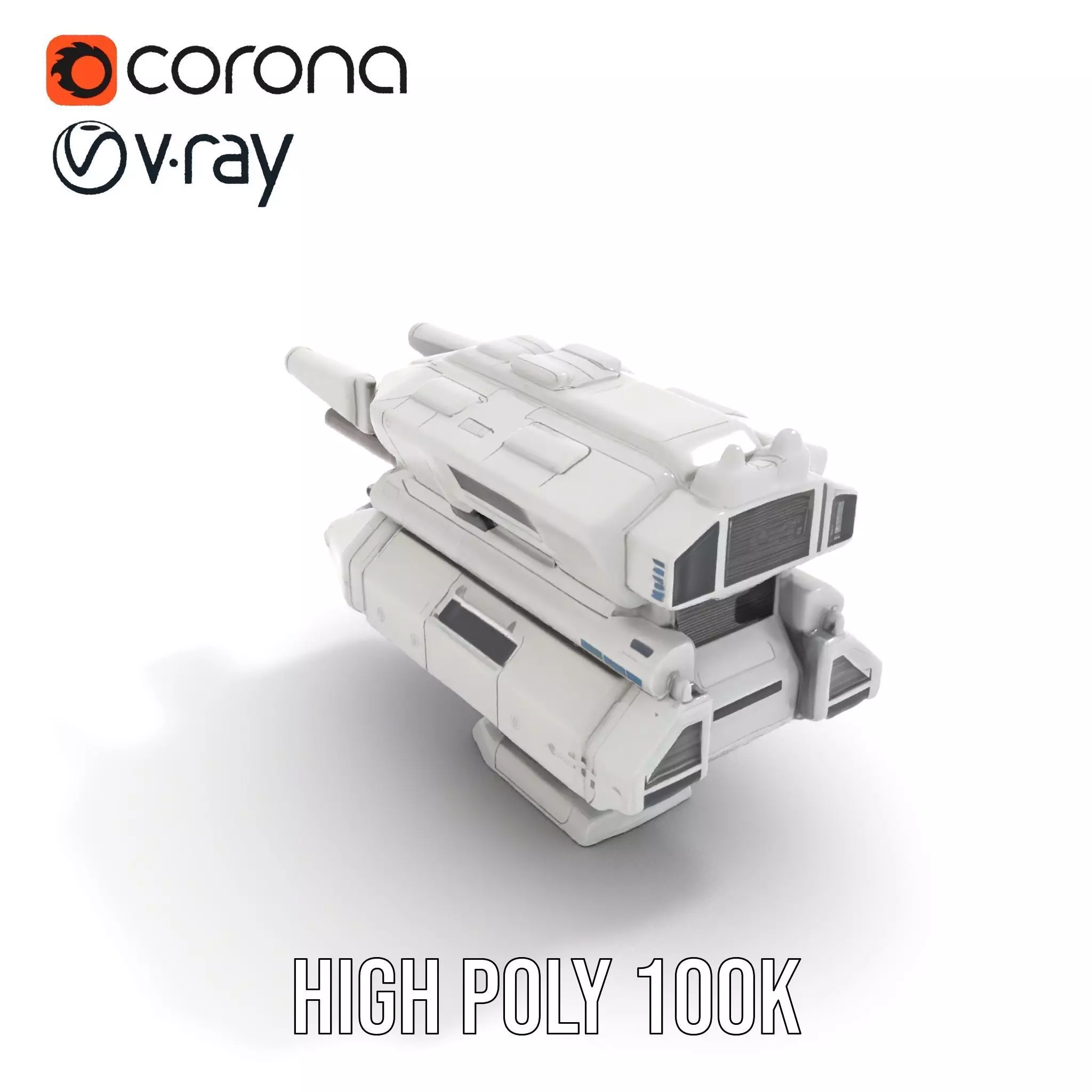 Futuristic White Blaster model pack Low-poly 3D model_18