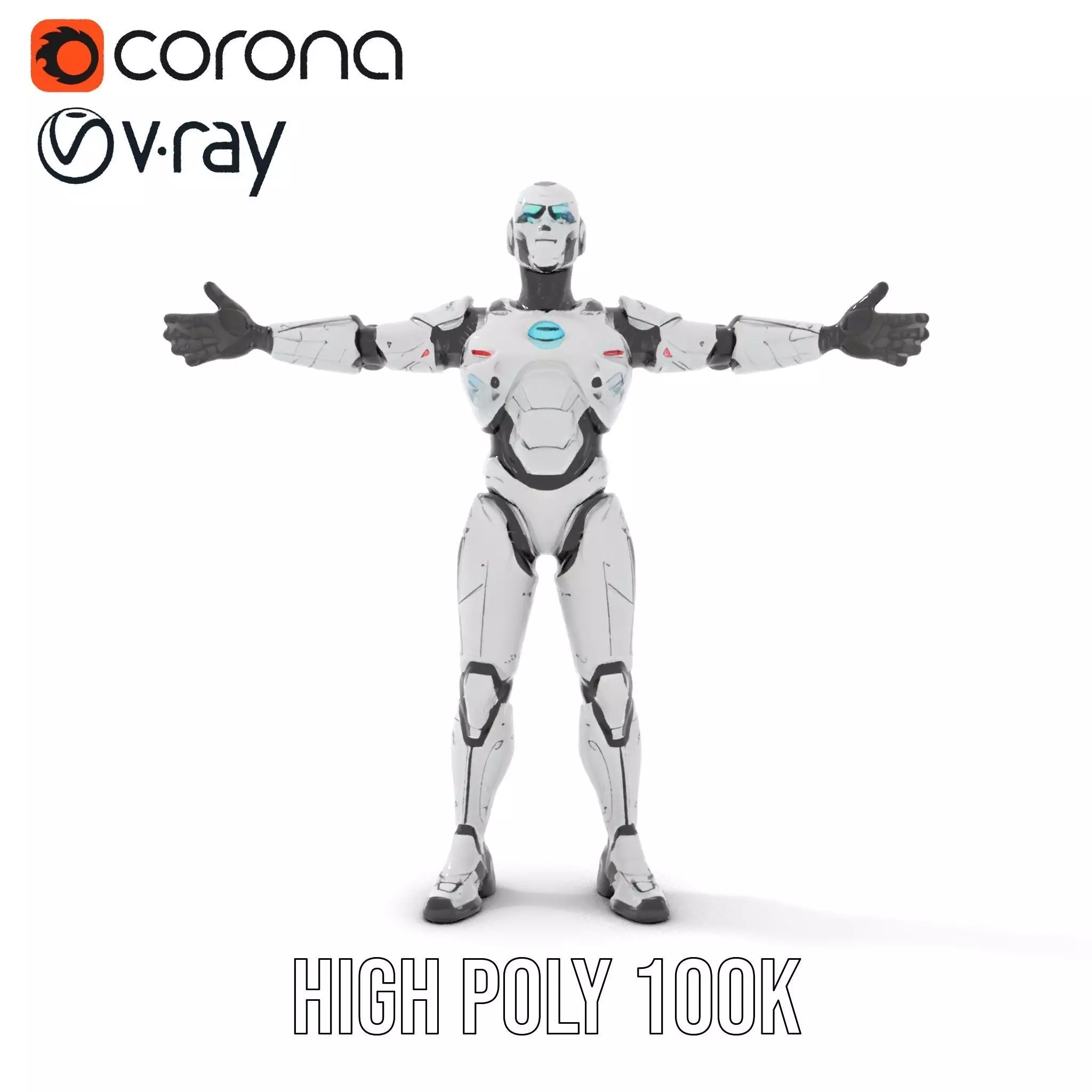 Futuristic Humanoid Robot model pack Low-poly 3D model_15