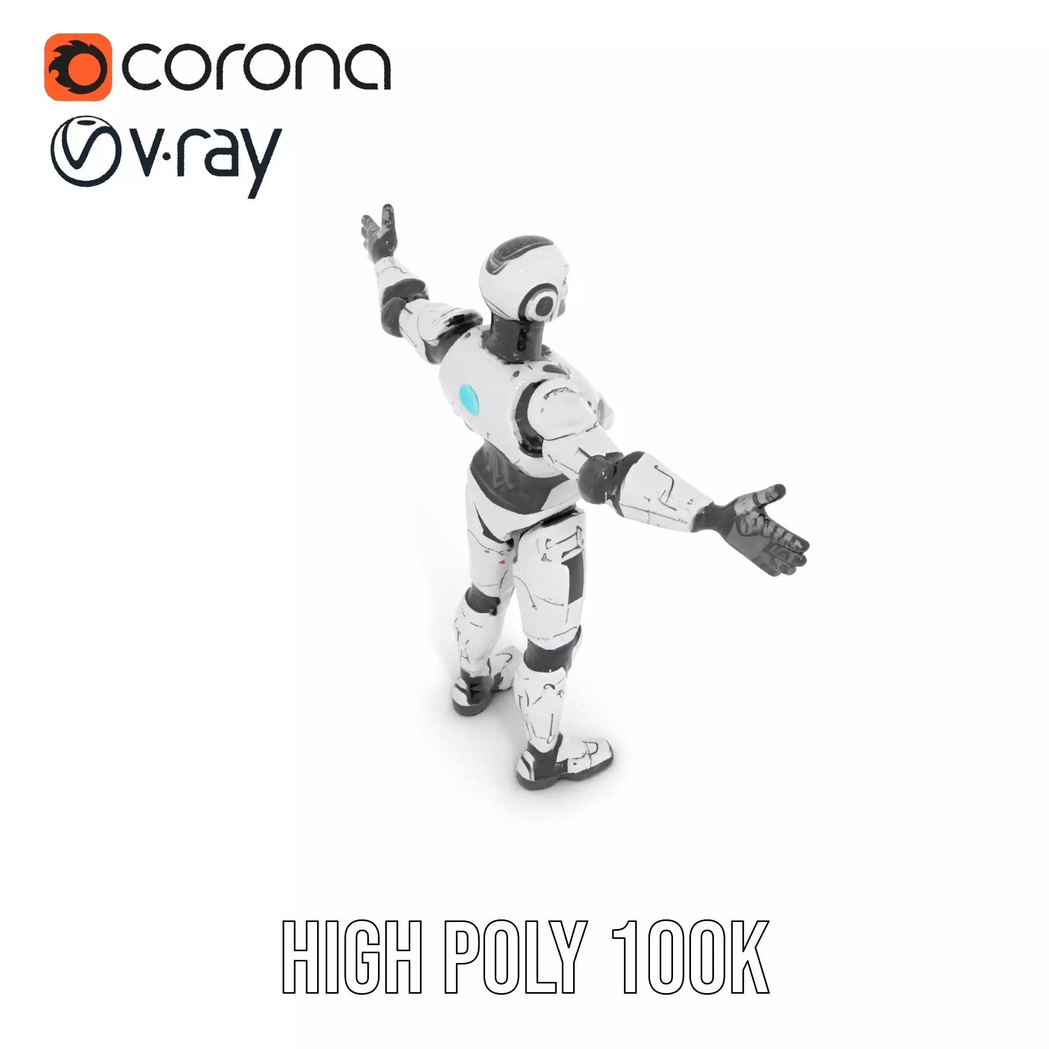 Futuristic Humanoid Robot model pack Low-poly 3D model_18