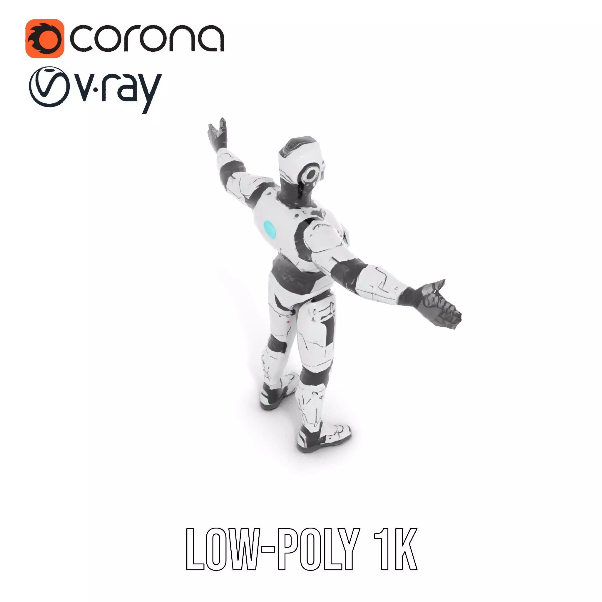 Futuristic Humanoid Robot model pack Low-poly 3D model_14