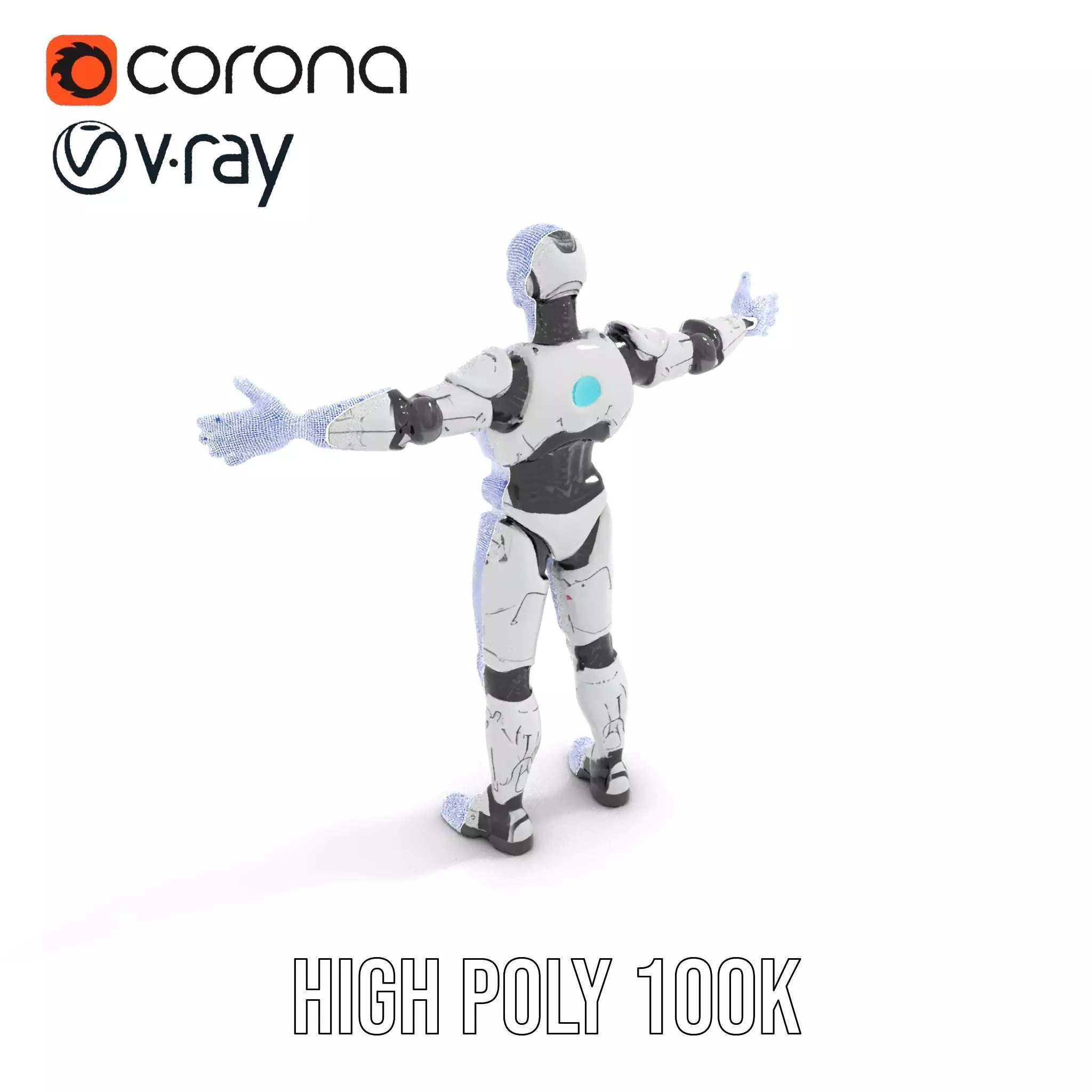 Futuristic Humanoid Robot model pack Low-poly 3D model_26