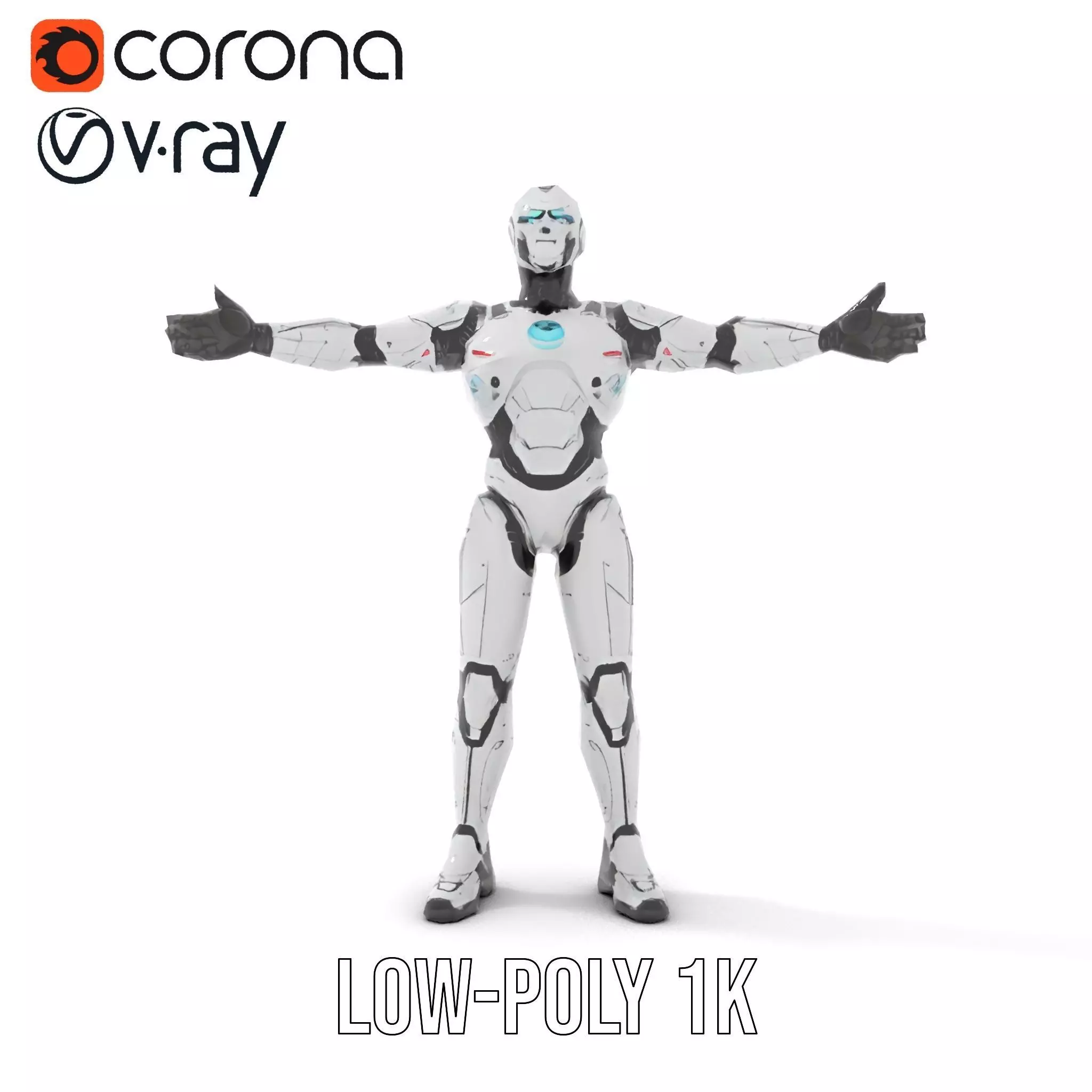 Futuristic Humanoid Robot model pack Low-poly 3D model_17