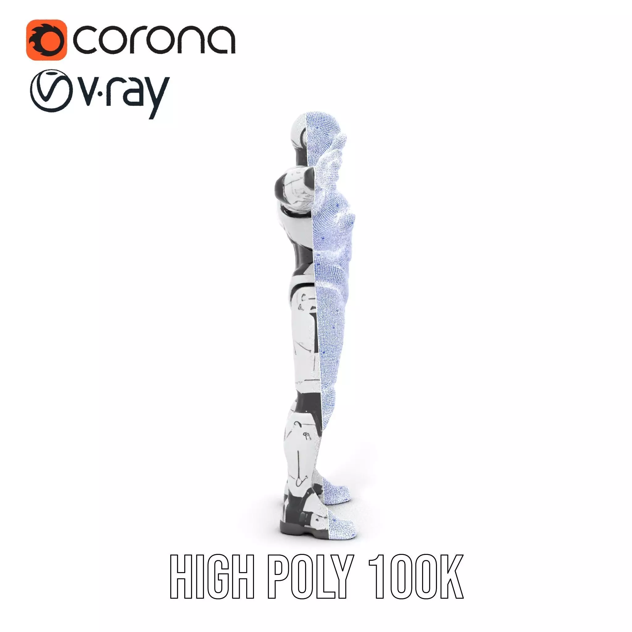 Futuristic Humanoid Robot model pack Low-poly 3D model_35