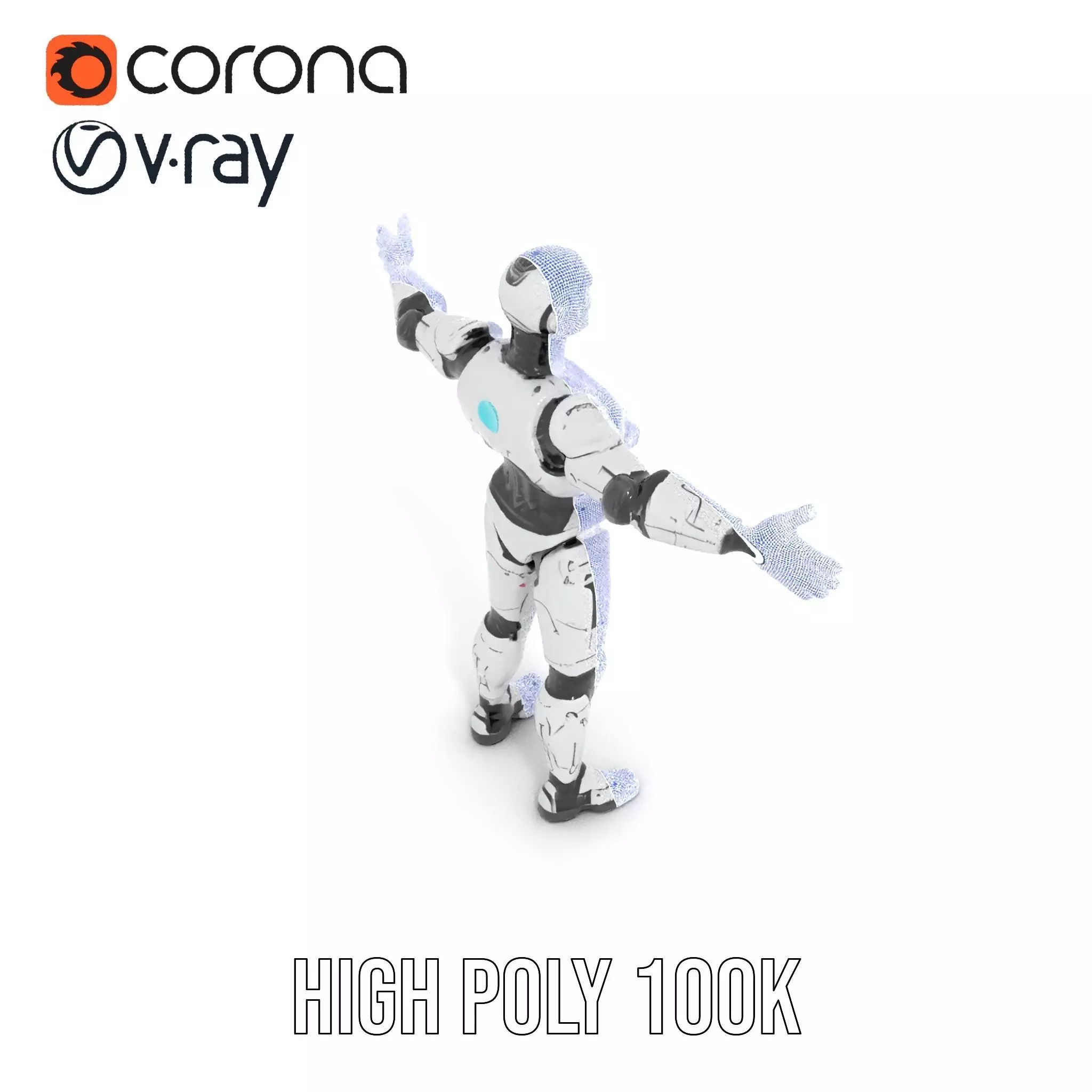 Futuristic Humanoid Robot model pack Low-poly 3D model_32