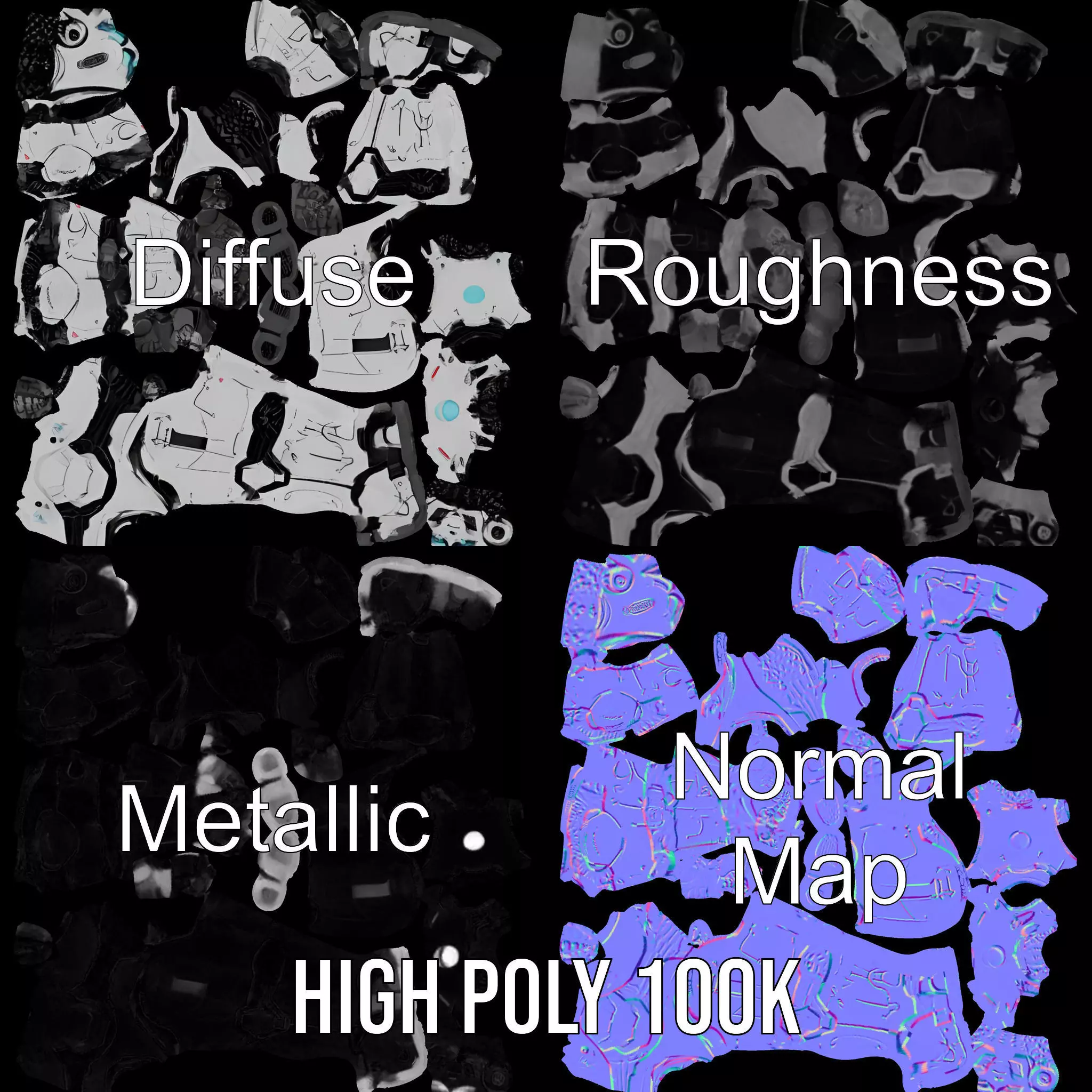 Futuristic Humanoid Robot model pack Low-poly 3D model_4