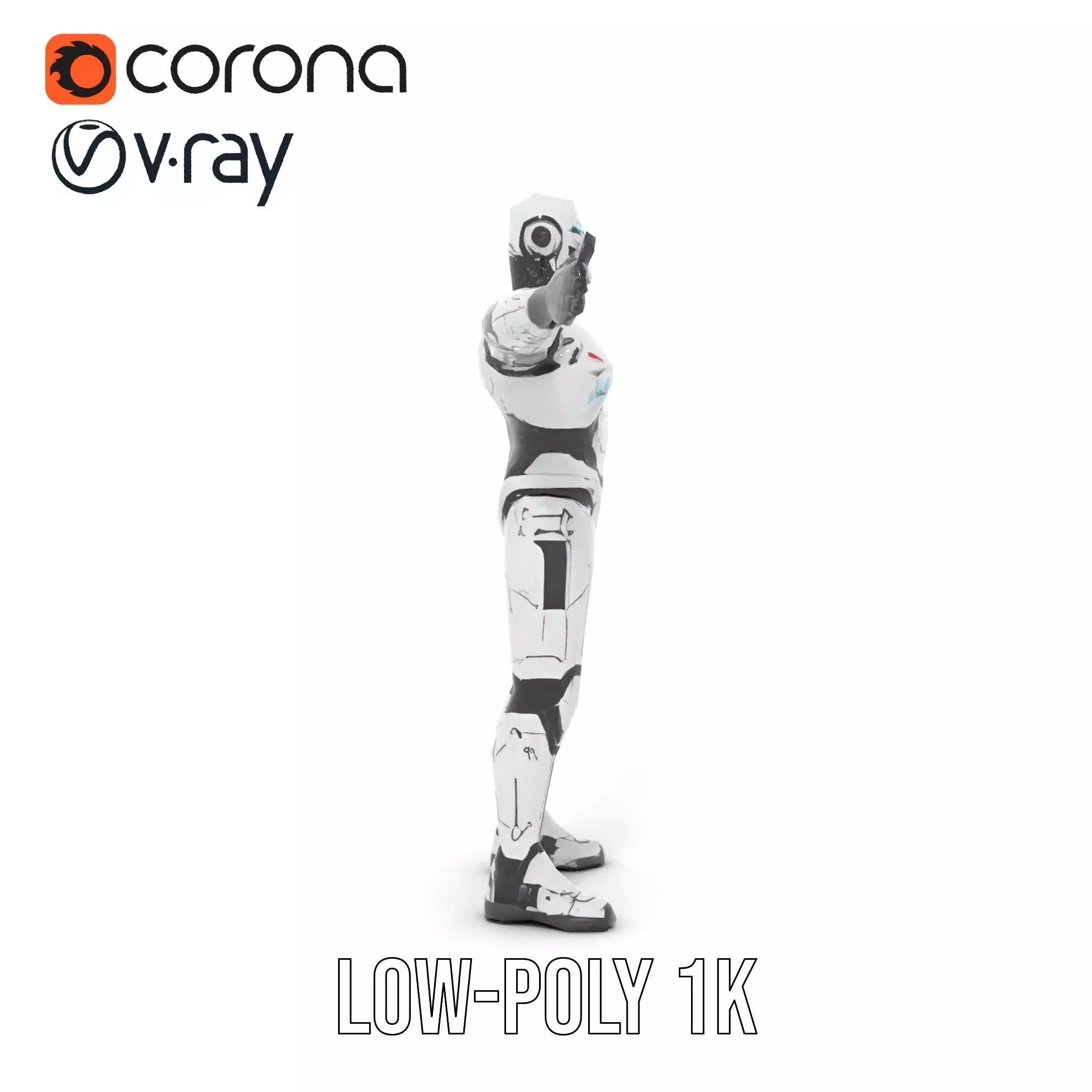 Futuristic Humanoid Robot model pack Low-poly 3D model_11