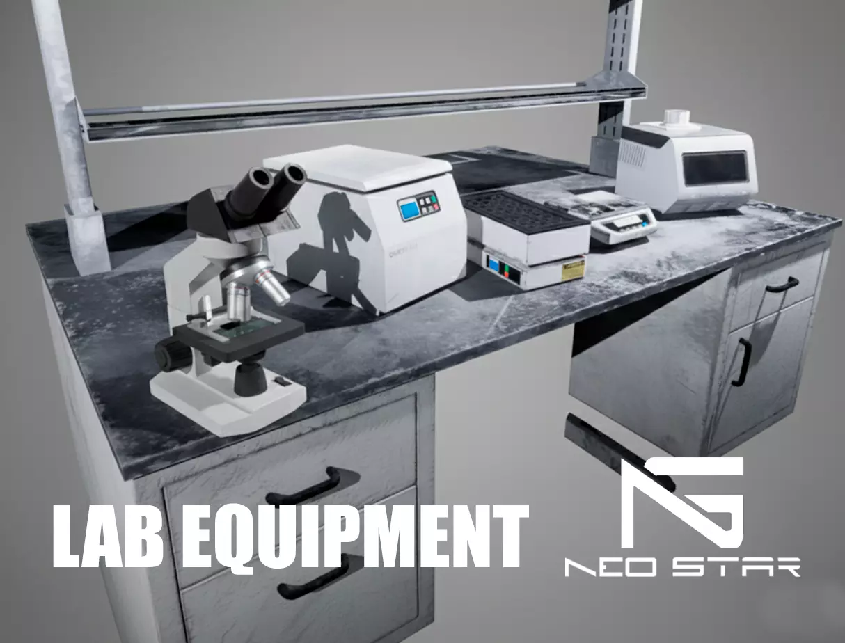 Low Poly Lab Equipment Props Low-poly 3D model_0