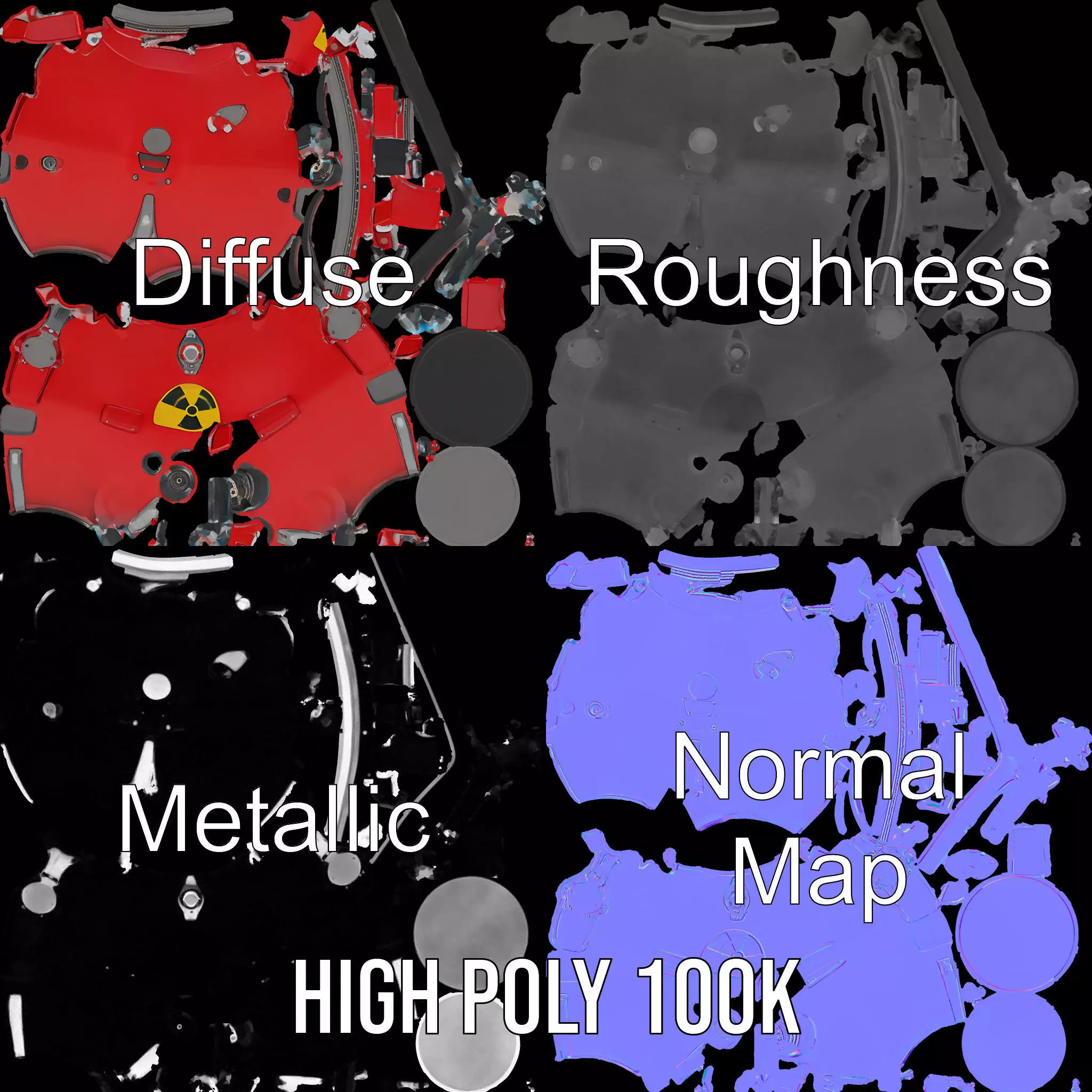 Red Reactor Capsule model pack Low-poly 3D model_4