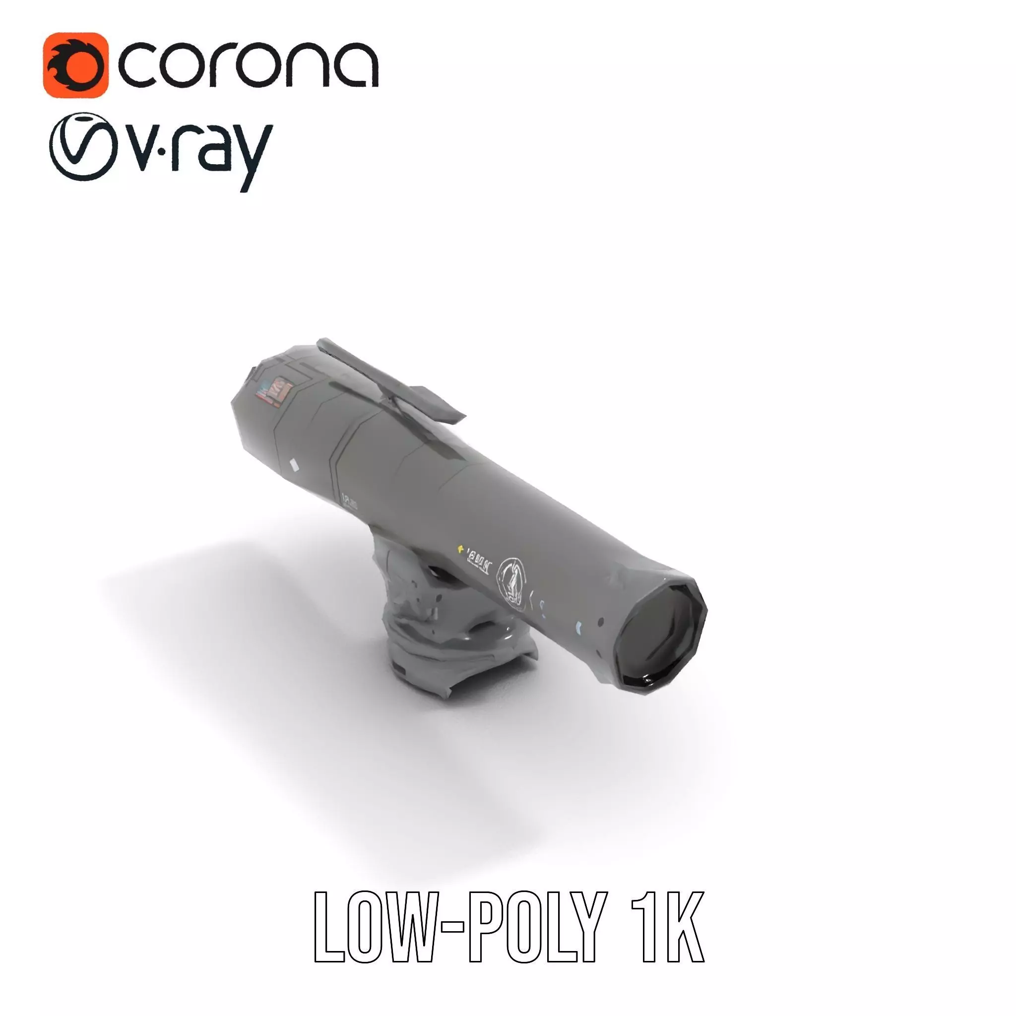 Futuristic Grey Blaster model pack Low-poly 3D model_19