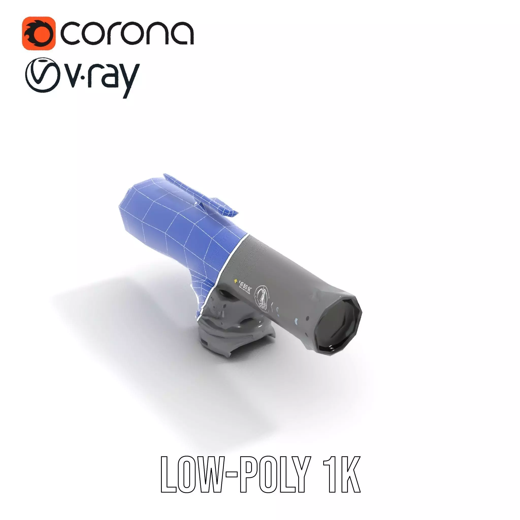 Futuristic Grey Blaster model pack Low-poly 3D model_13