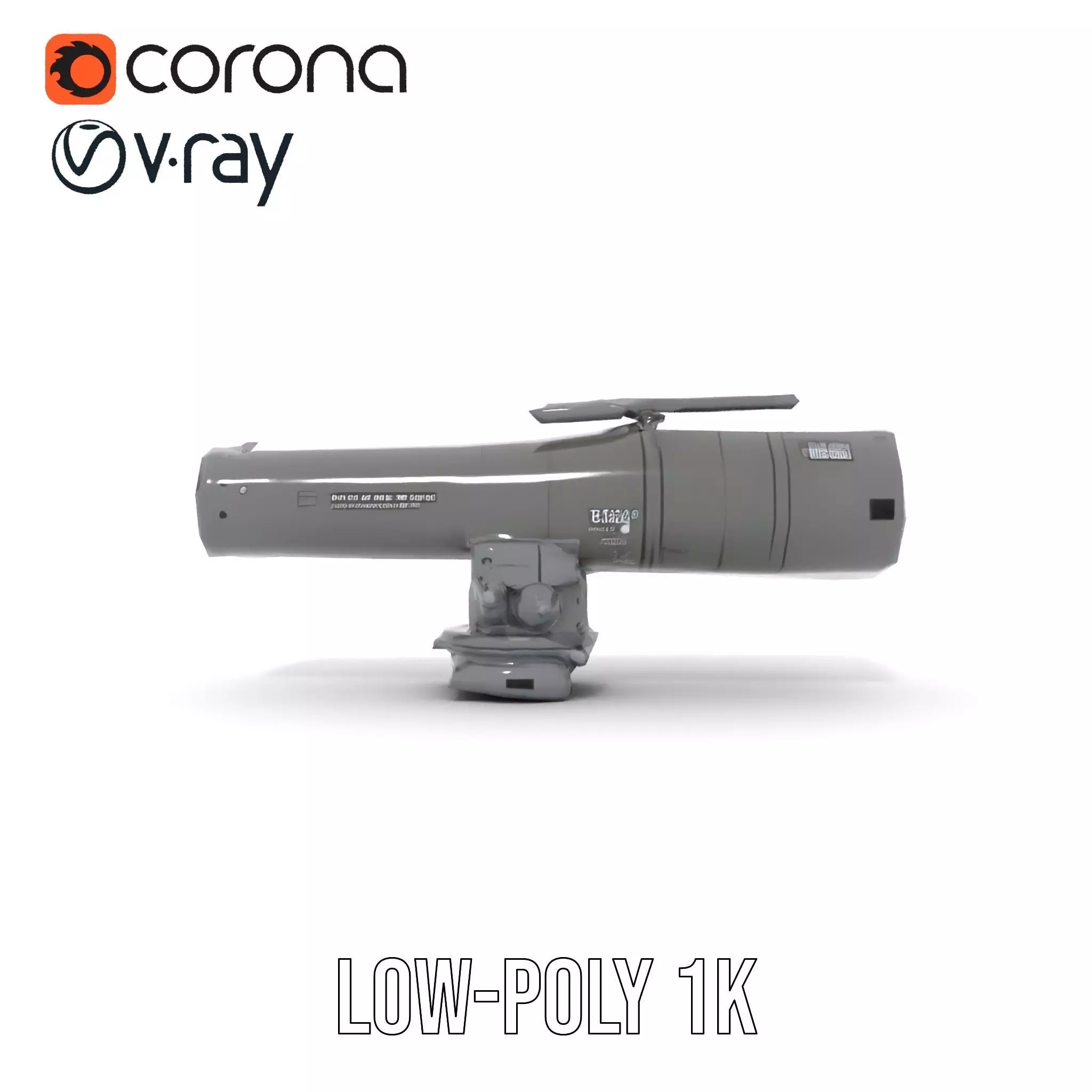 Futuristic Grey Blaster model pack Low-poly 3D model_10