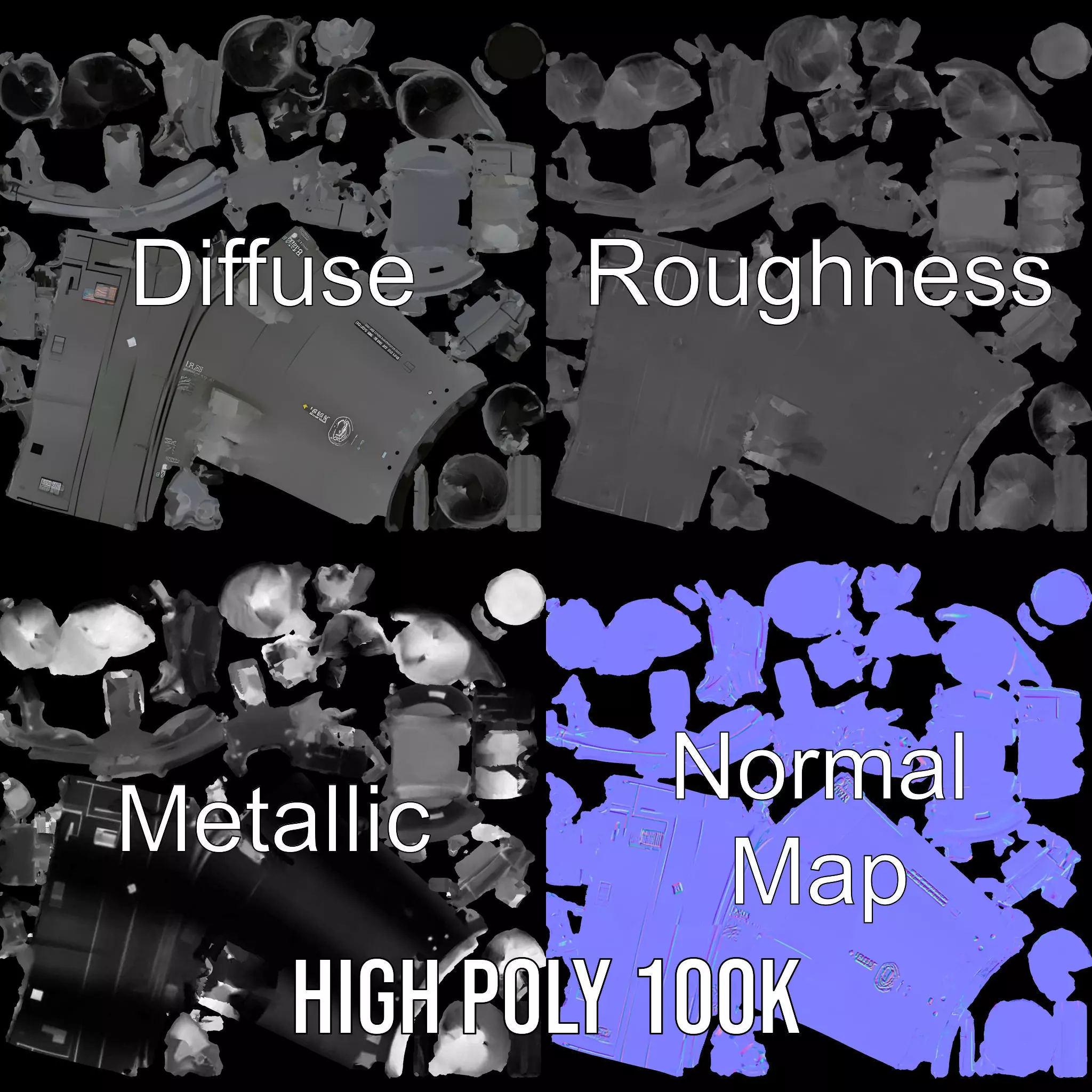 Futuristic Grey Blaster model pack Low-poly 3D model_4