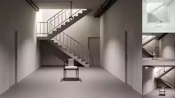 Between Doors Minimal Stairwell Interior