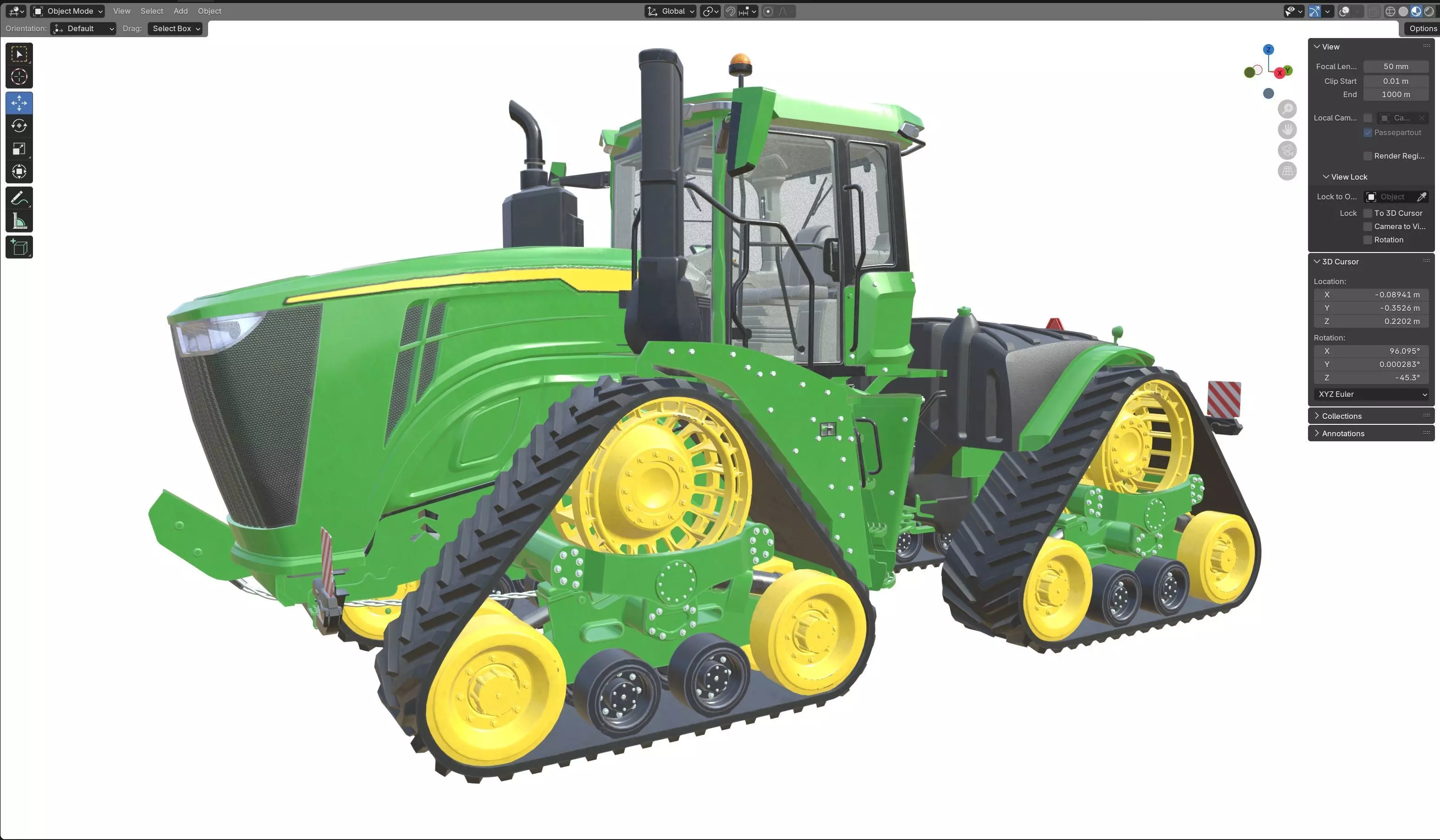 John Deere Tractor 9rx 640 Low-poly 3D model_8