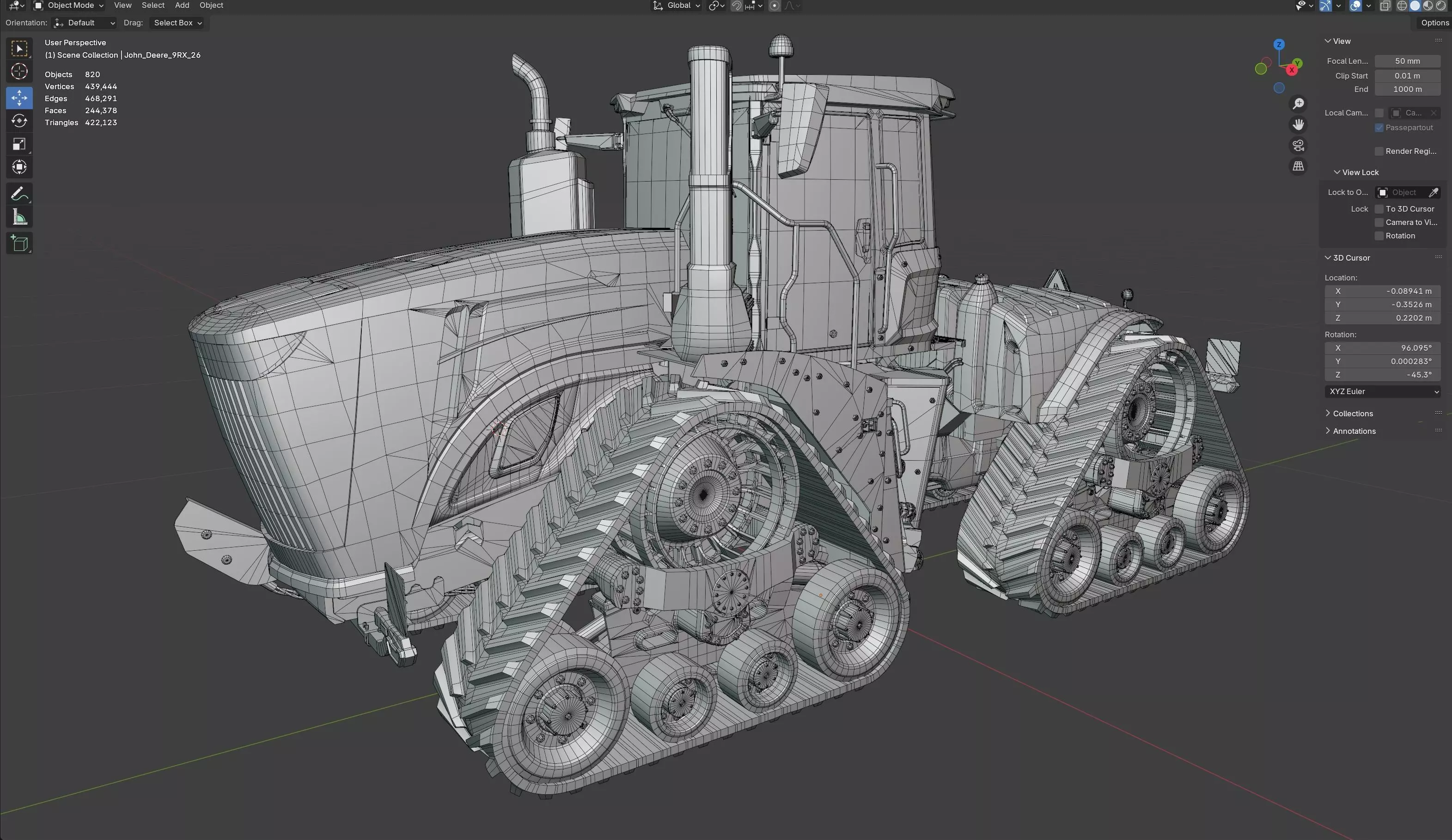 John Deere Tractor 9rx 640 Low-poly 3D model_27