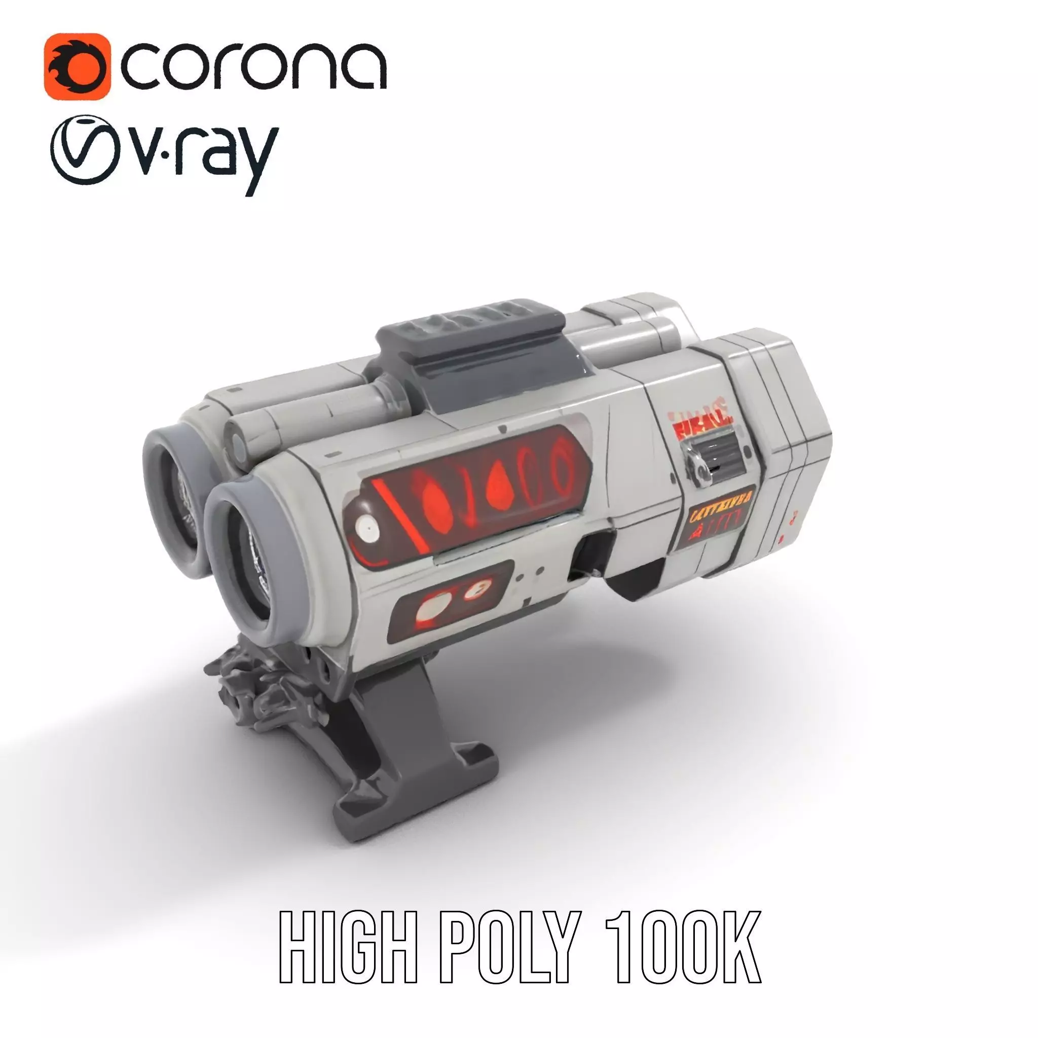 Futuristic Silver Blaster model pack Low-poly 3D model_24