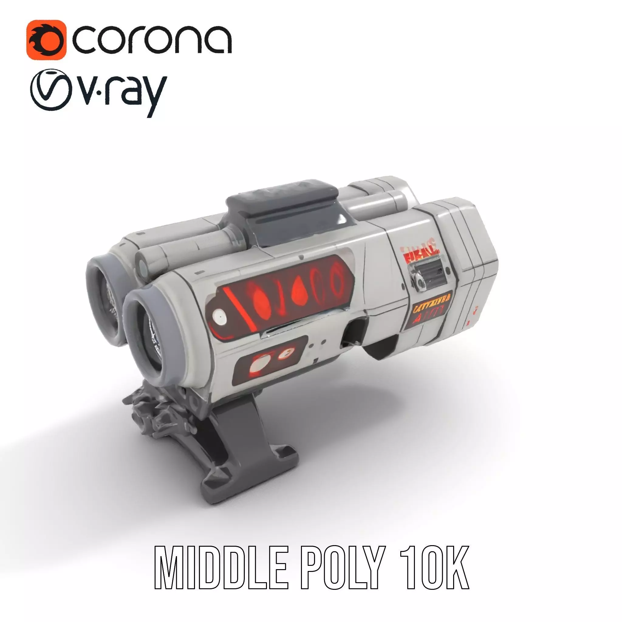 Futuristic Silver Blaster model pack Low-poly 3D model_6