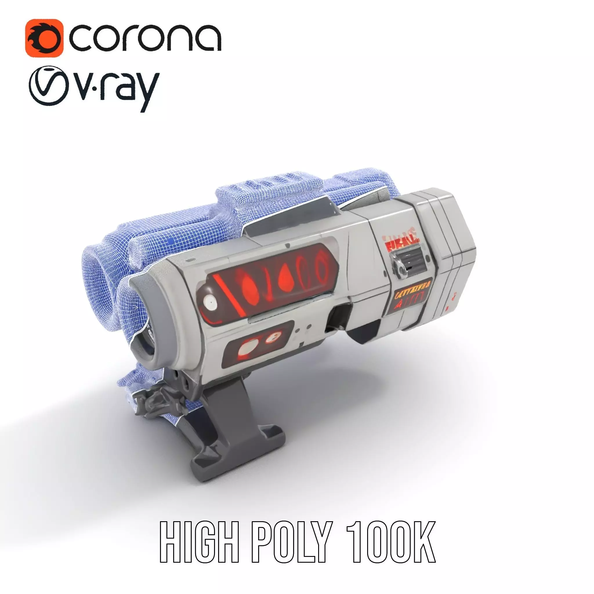 Futuristic Silver Blaster model pack Low-poly 3D model_30