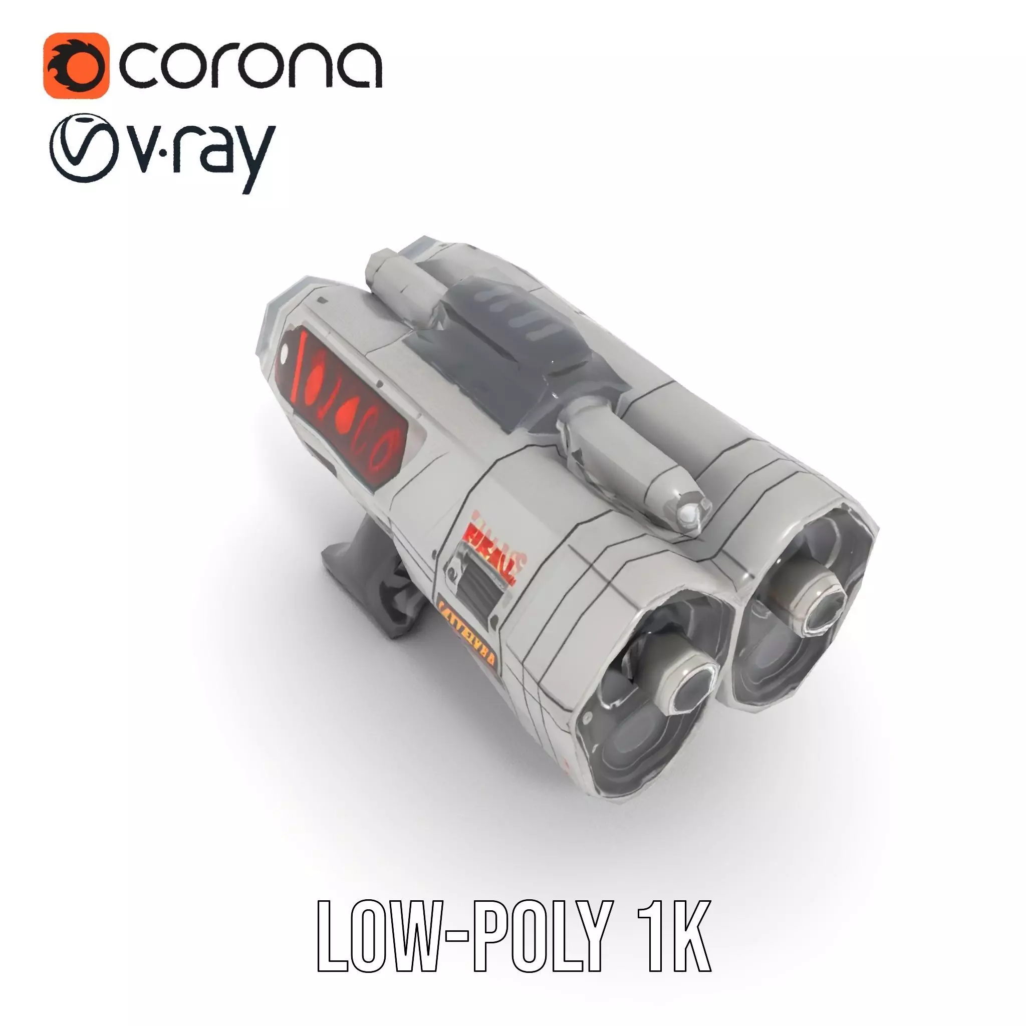 Futuristic Silver Blaster model pack Low-poly 3D model_15