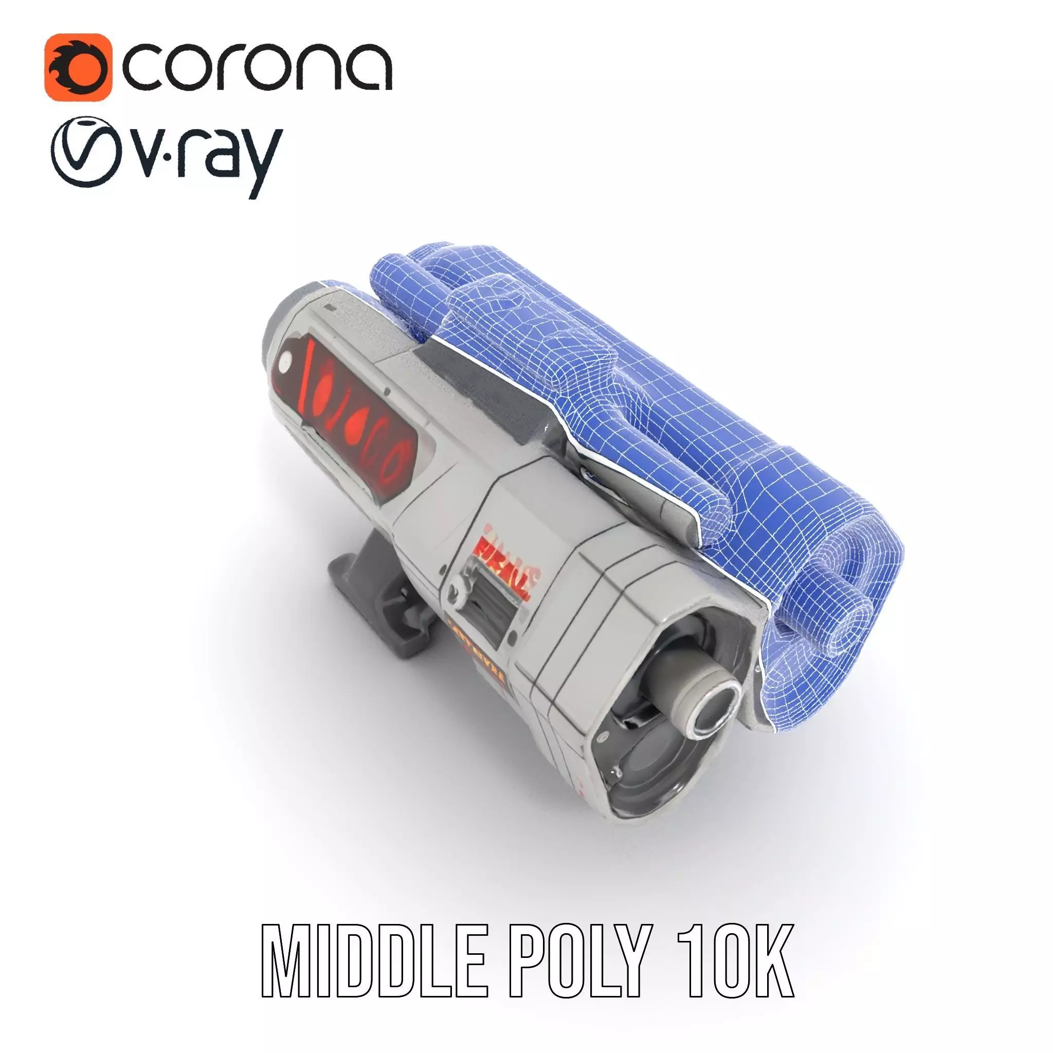 Futuristic Silver Blaster model pack Low-poly 3D model_28