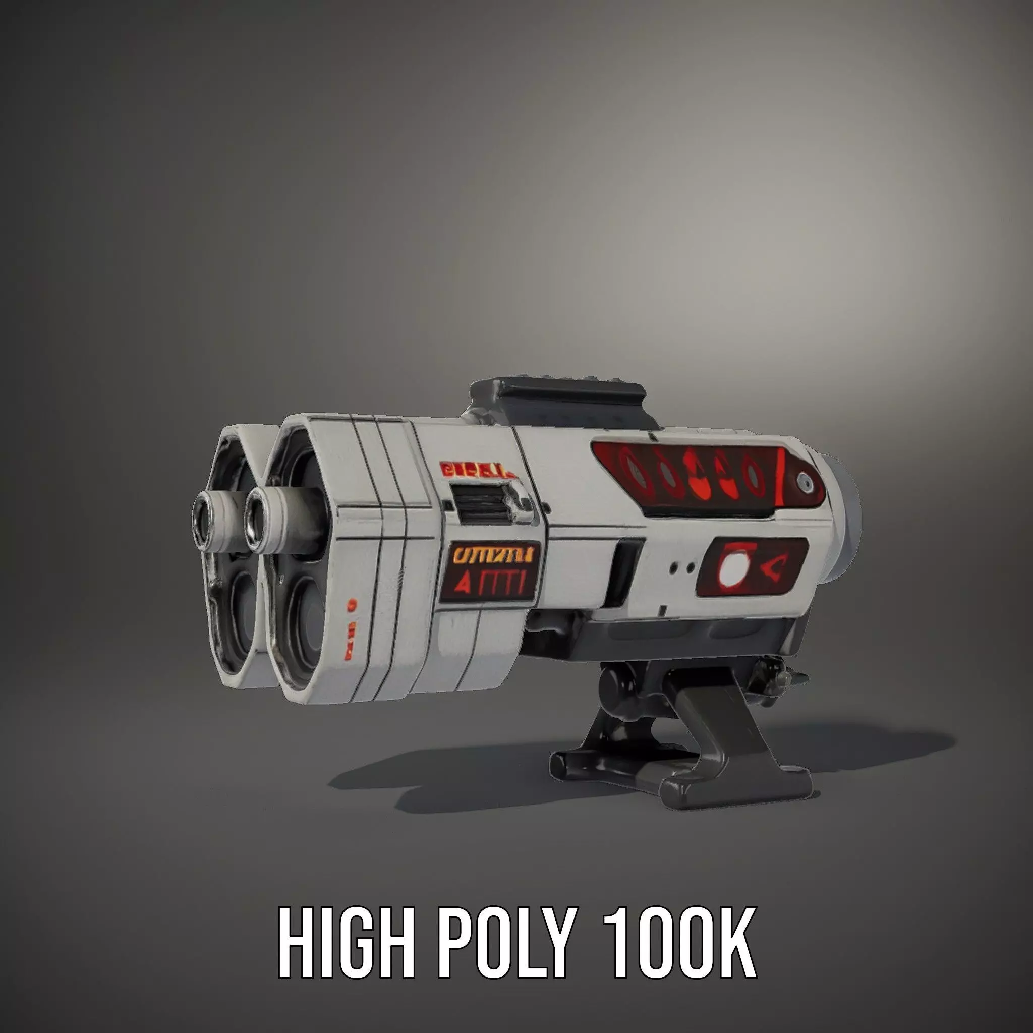 Futuristic Silver Blaster model pack Low-poly 3D model_11