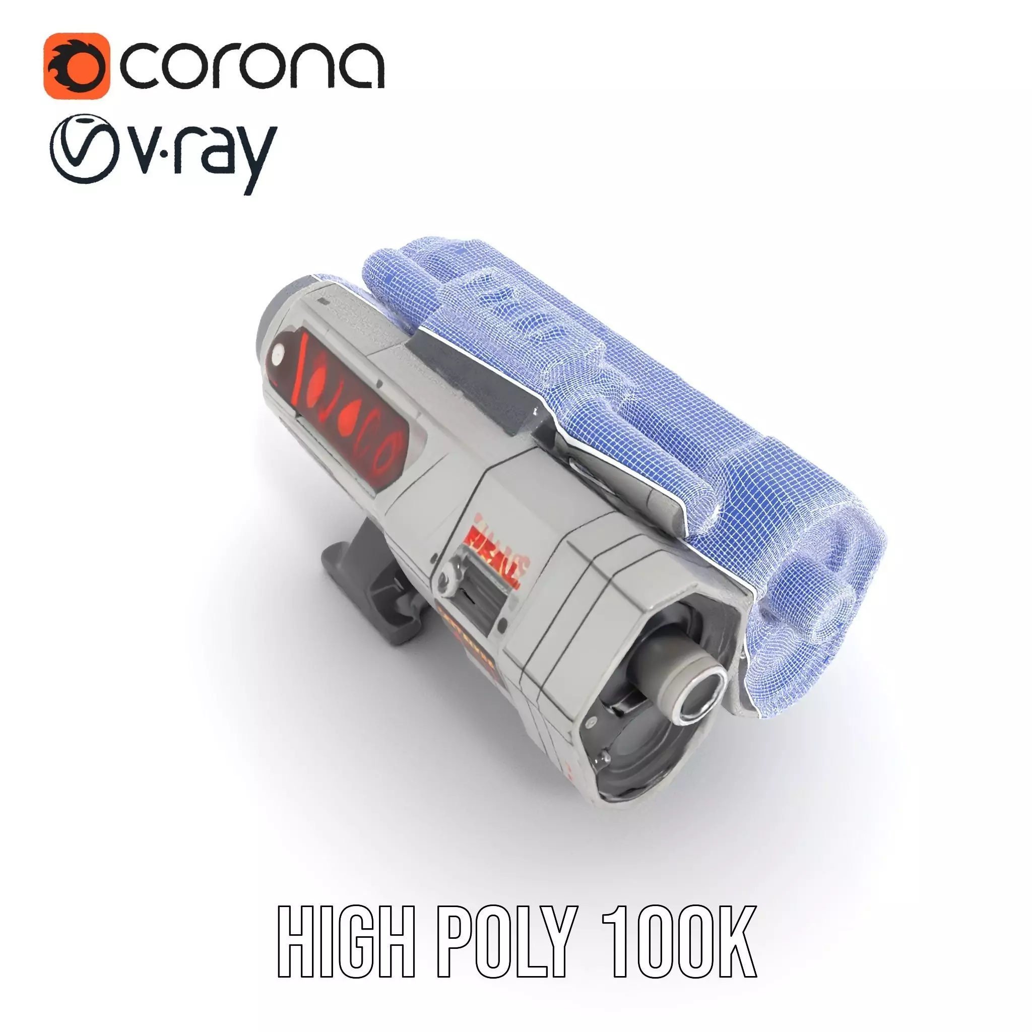 Futuristic Silver Blaster model pack Low-poly 3D model_35